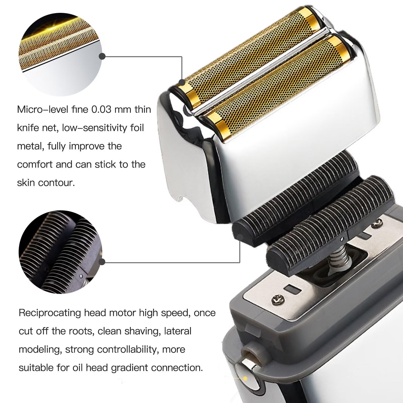 BaBylissPRO Double FXFS2 Electric Shaver Replacement Foil & Cutter Head - Silver | Compatible with BaBylissPRO Double FXFS2 Razors | Perfect for Smooth Shaving at Home or Travel