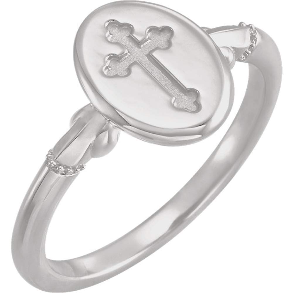 Sterling Silver Cross Ring for Men & Women - Adjustable Chastity Ring with Size Guide - Perfect for Religious Jewelry, Couples Rings & Spiritual Gifts