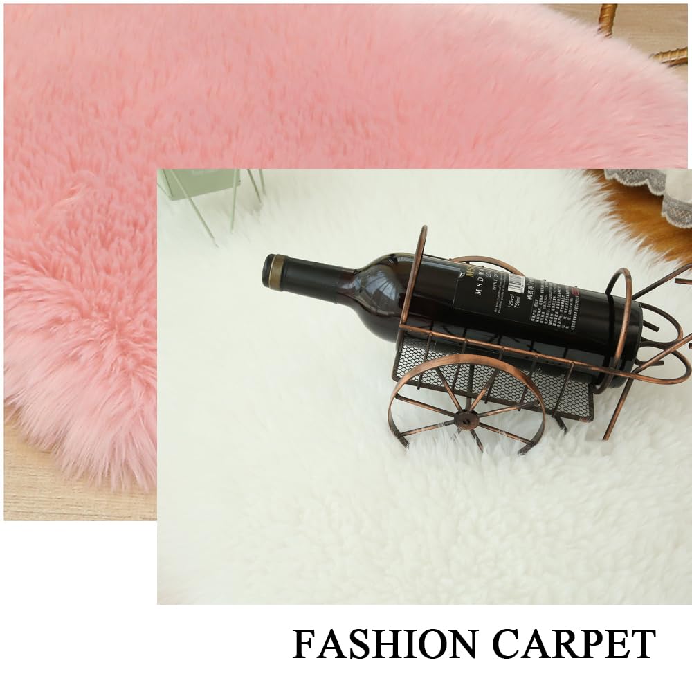 Luxury Faux Fur Sheepskin Heart Shaped Area Rug 12