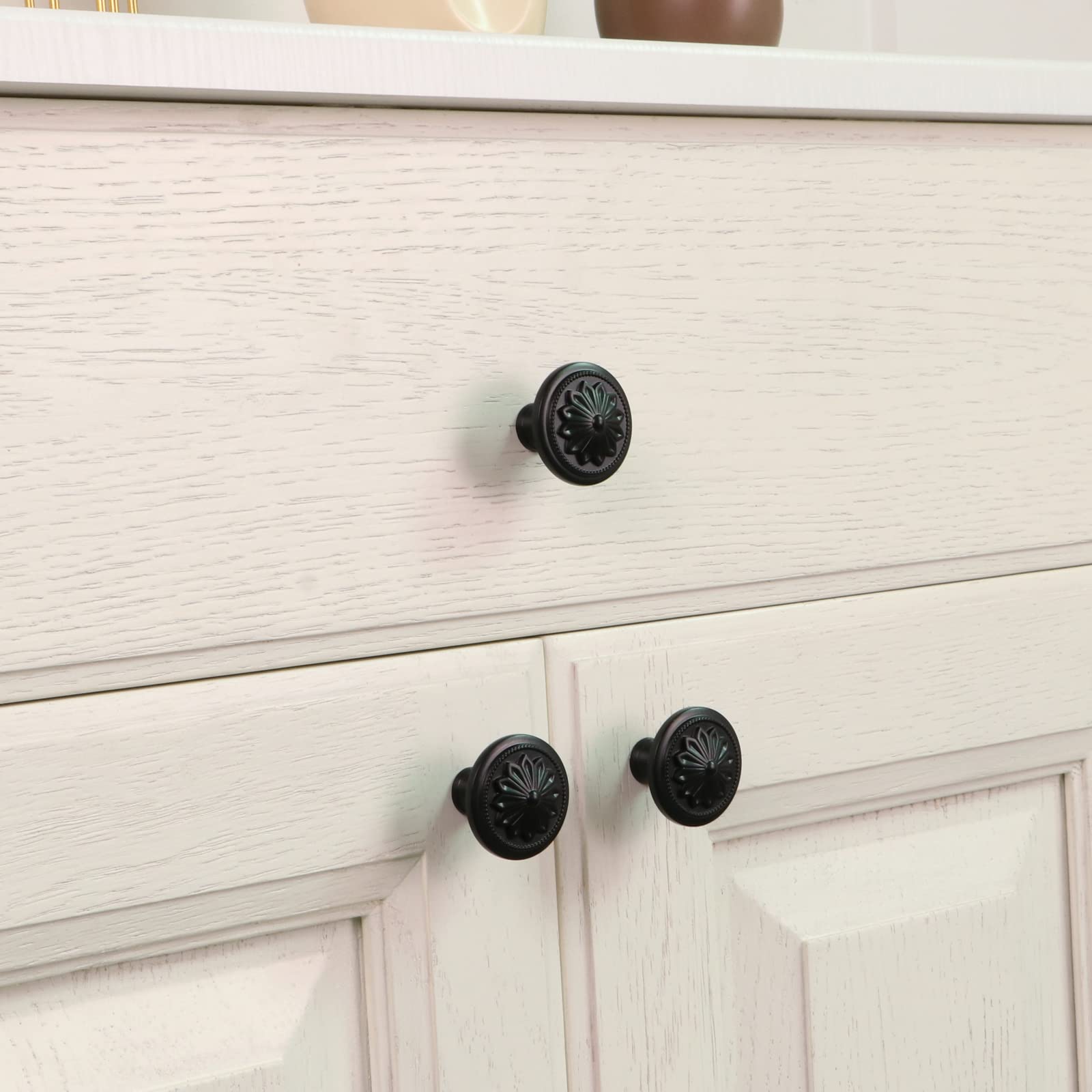 10 Pack Matte Black Cabinet Knobs - 1-2/5