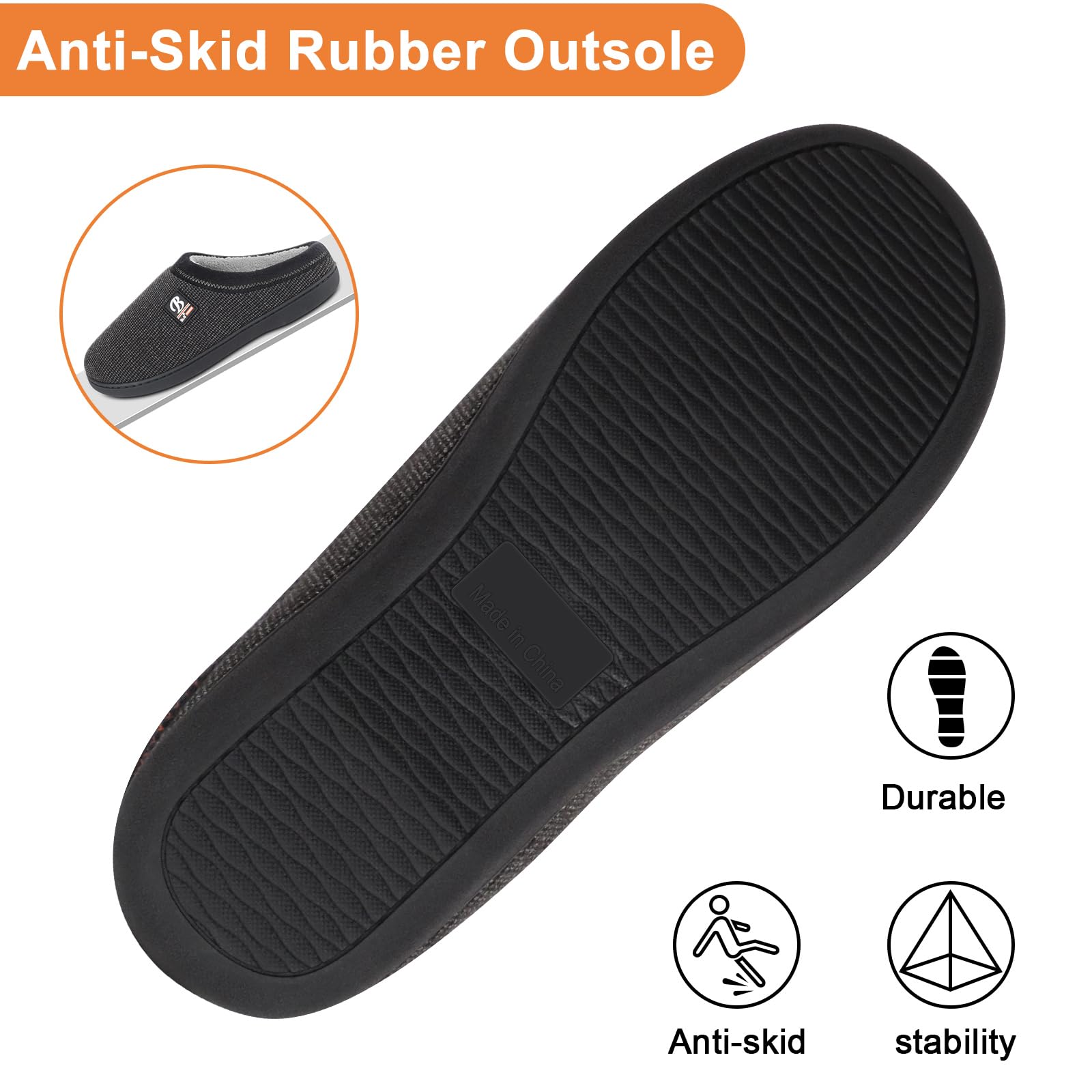 BIAL Men's Memory Foam Slippers with Anti-Slip Sole - Comfortable Indoor/Outdoor House Shoes for Bedroom, Lounge & Backyard Use