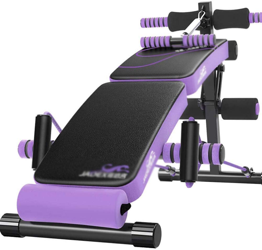 BYCDD Adjustable Weight Bench for Home Gym - Purple, Flat/Incline/Decline - Perfect for Strength Training & Workouts