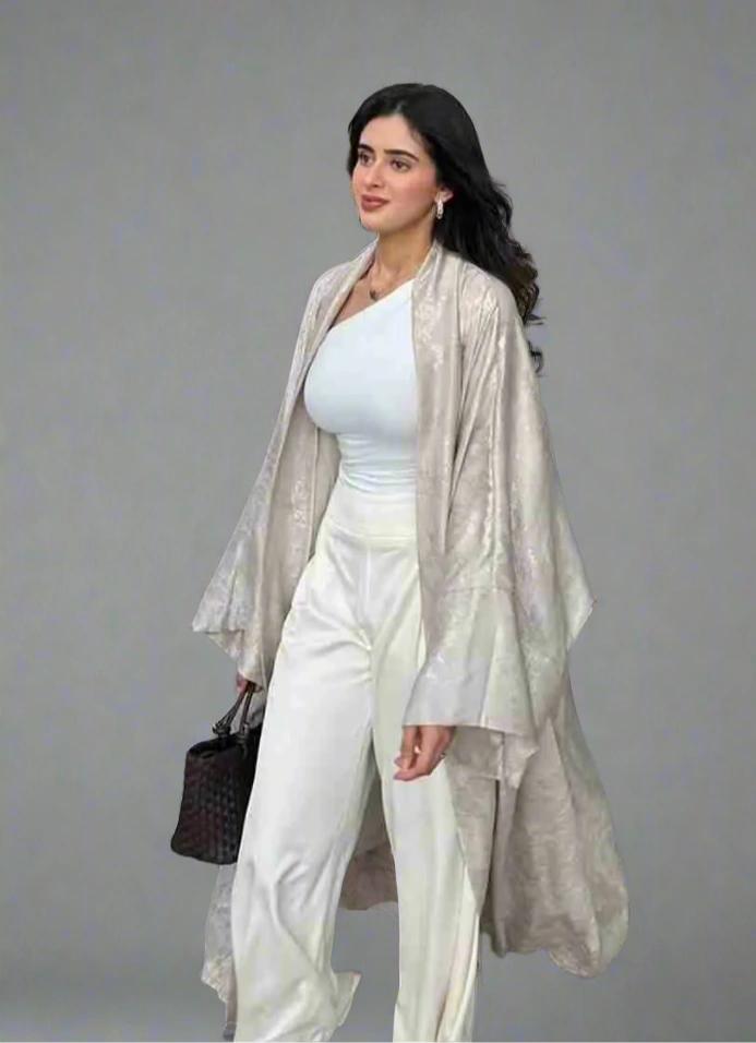 Elegant Muslim Women's Bronzing Cardigan Open Abaya Dress - Modest Islamic Fashion for Prayer, Mosque & Everyday Wear