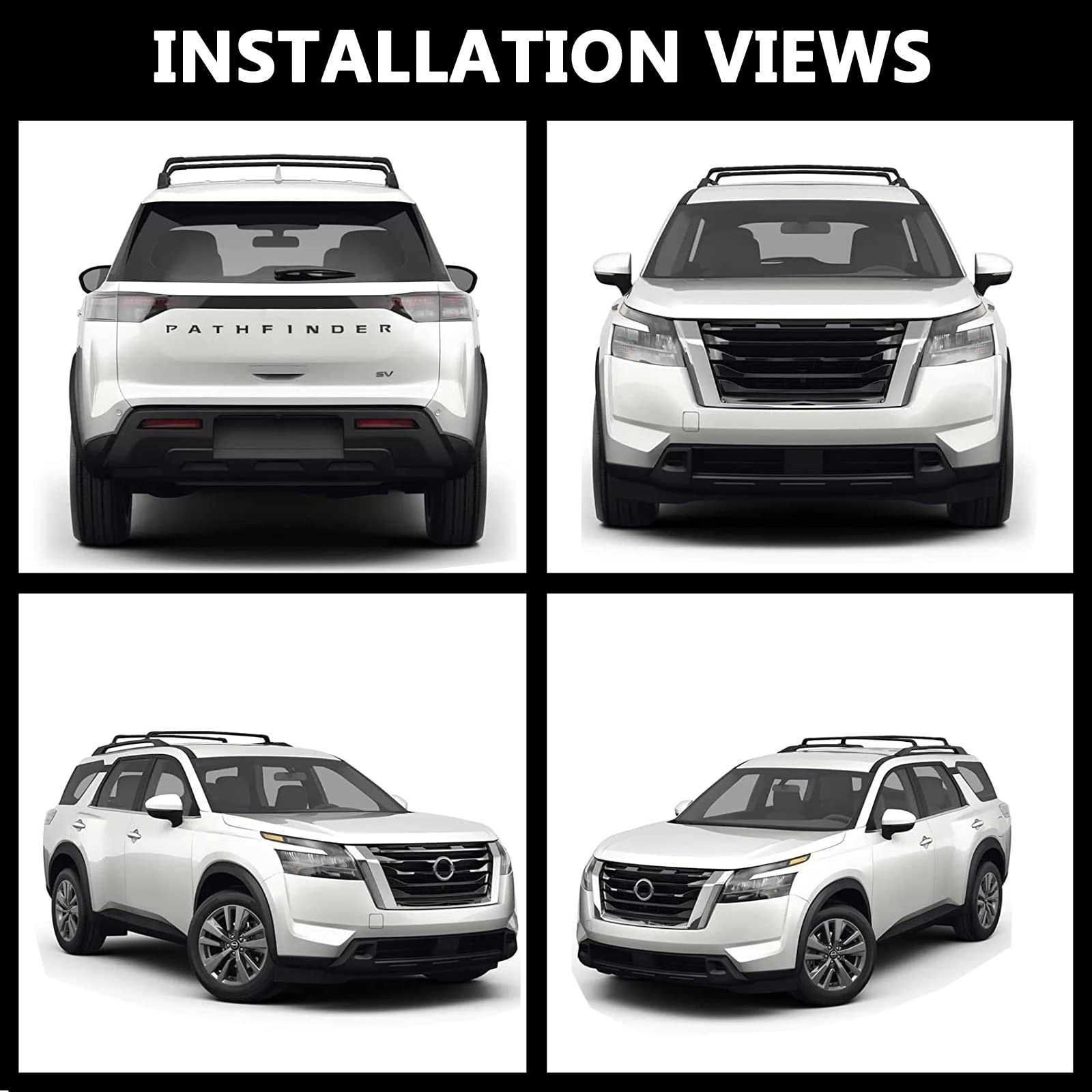 RAXUSA Roof Rack Cross Bars for 2022-2025 Nissan Pathfinder - Aluminum Black Crossbars Compatible with Factory Raised Roof Rails - Perfect for Cargo Box, Ski, Kayak, and Luggage Carrier - Durable Rooftop Cargo Solution for Outdoor Adventures