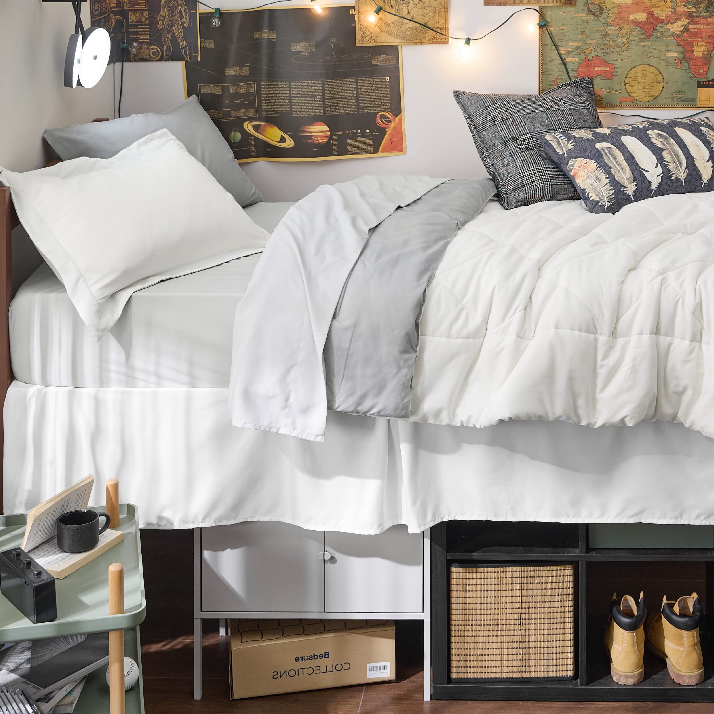 Bedsure Twin XL Comforter Set - 5 Piece Reversible White Bedding for All Seasons | Down Alternative Comforter, Sheets, Pillowcase & Sham | Perfect for Dorms, Guest Rooms & Cozy Bedrooms