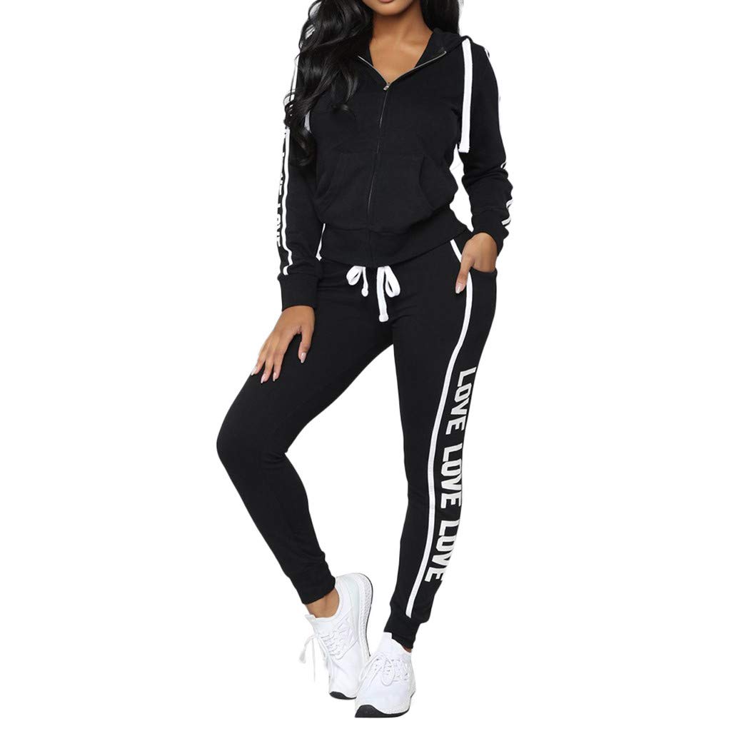 iYYVV 2-Piece Women's Letter Print Bodycon Tracksuit Set - Sporty Lounge Wear for Gym, Yoga & Casual Outfits