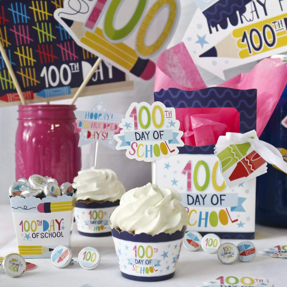 Happy 100th Day of School Round Candy Stickers - 108-Pack Chocolate Candy Labels for 100 Days Party Favors - Perfect for Classroom Celebrations & School Events