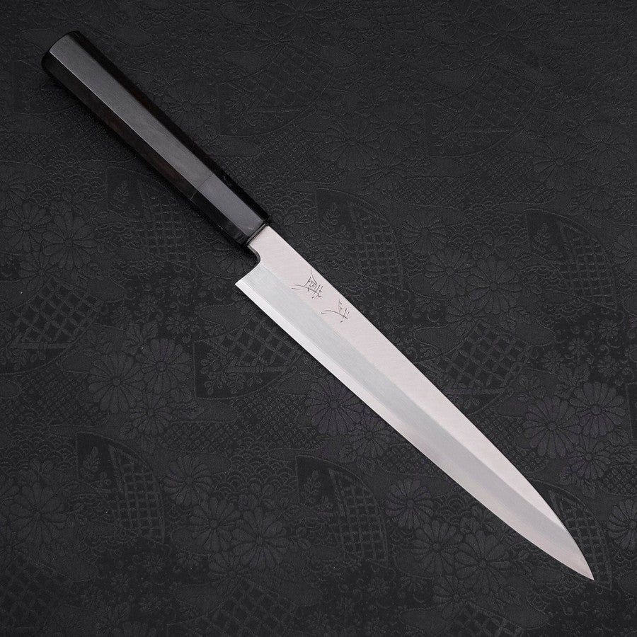 Premium Yanagiba Sushi Knife 210mm - High Carbon Silver Steel #3, Kasumi Buffalo Ebony Handle - Perfect for Sushi Chefs & Japanese Cuisine Lovers