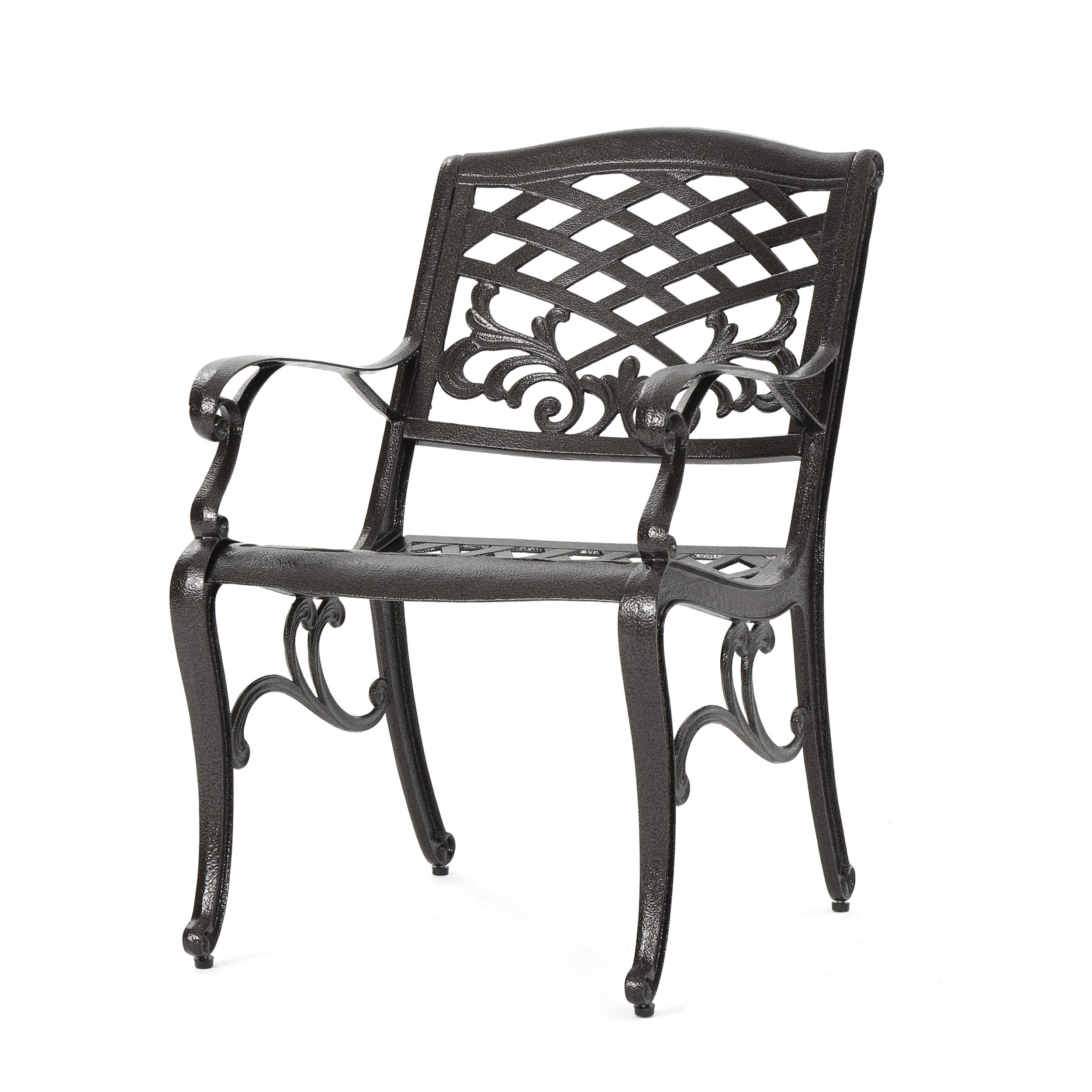 Christopher Knight Home Sarasota Outdoor Cast Aluminum Chairs - 2-Piece Set in Hammered Bronze | Patio, Garden & Poolside Seating Furniture for Backyard & Outdoor Living Spaces