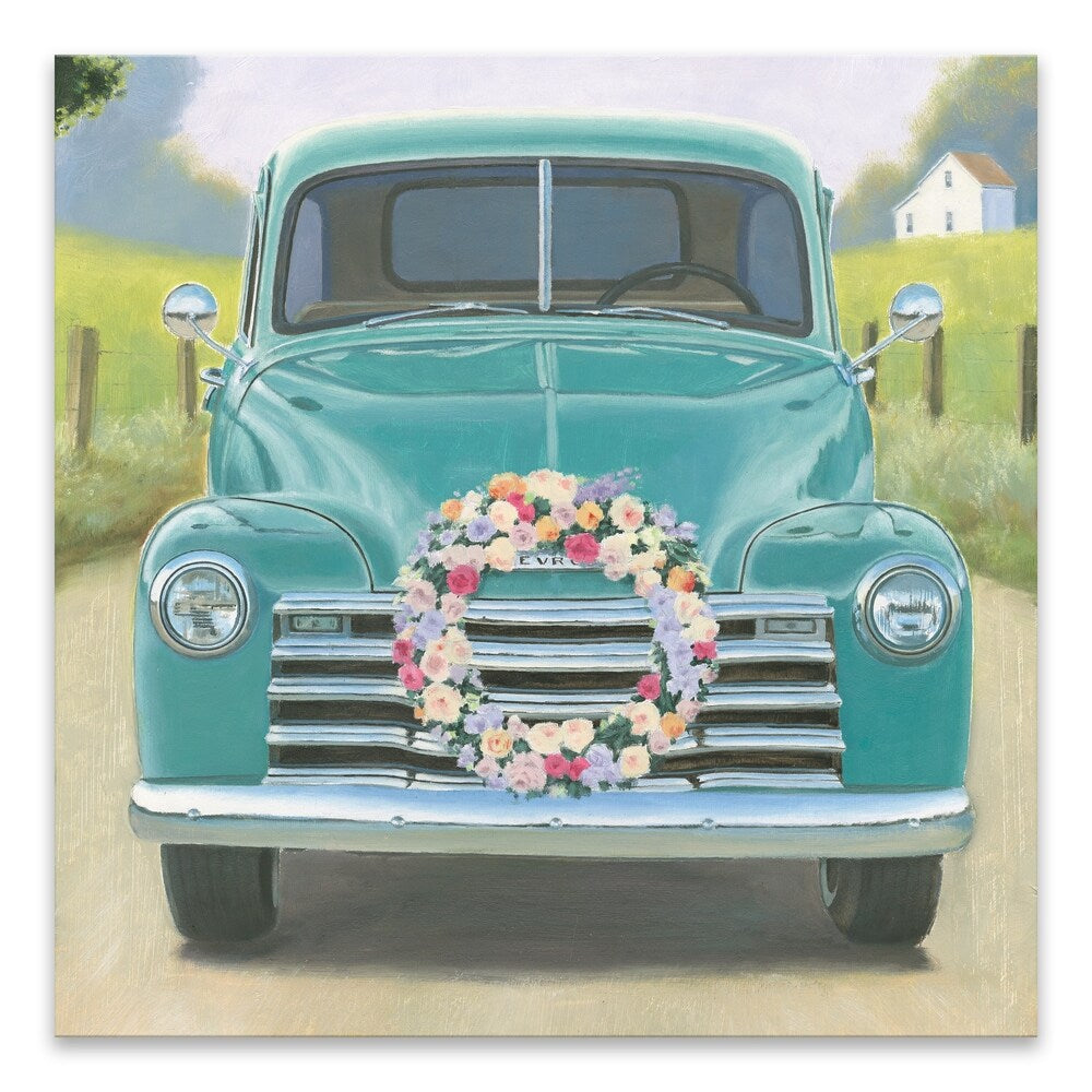 Hand Embellished Canvas Wall Art - 18x18 Inch Country Landscape Painting - Multi-Color Home Decor for Living Room, Bedroom & Office