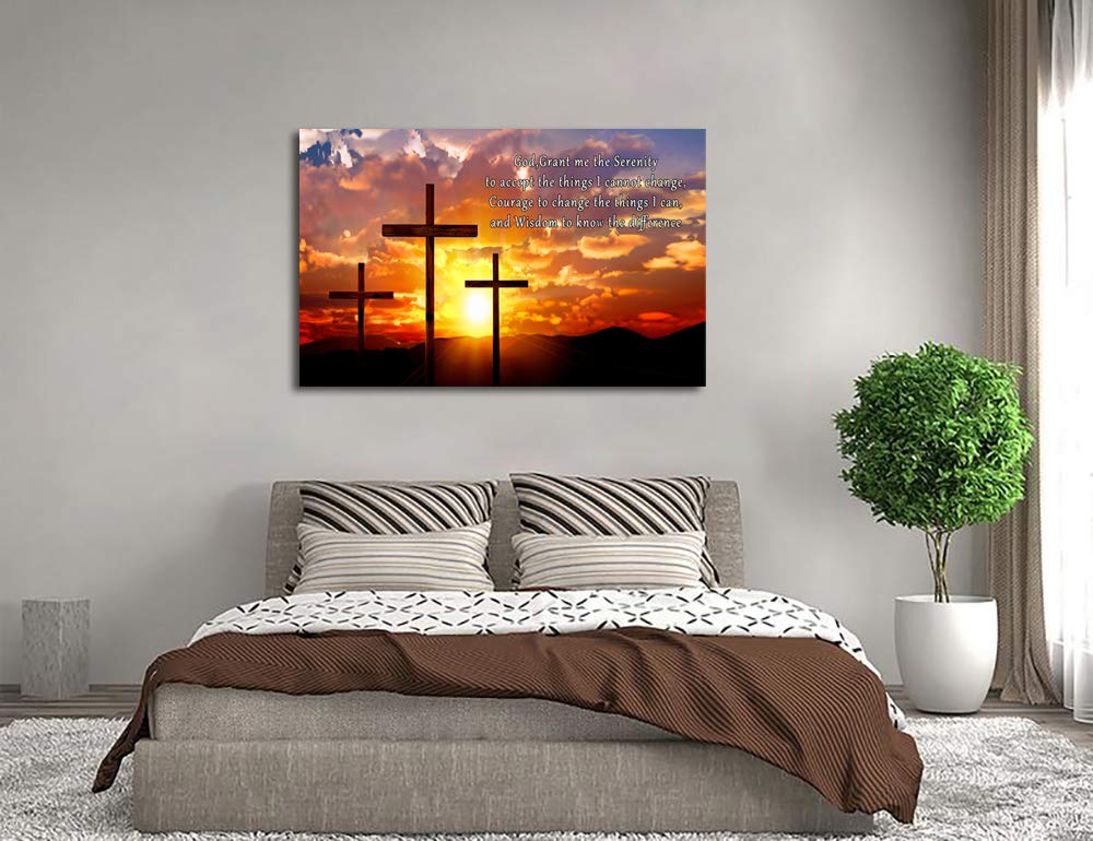 AMART SUN Bible Verses Canvas Wall Art - Christian Scripture Painting with Crosses, Jesus Religious Home & Office Decor - Large Framed Ready to Hang Canvas for Living Room, Bedroom, Church (16x24 inches)