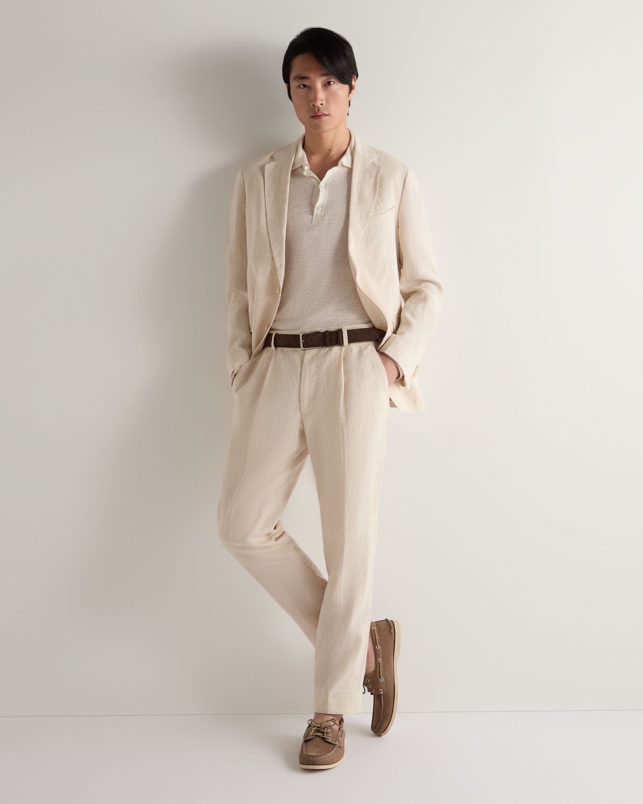 Men's Linen Blend Polo Shirt - Breathable Summer Casual Top in Ivory White | Perfect for Office, Golf & Outdoor Activities