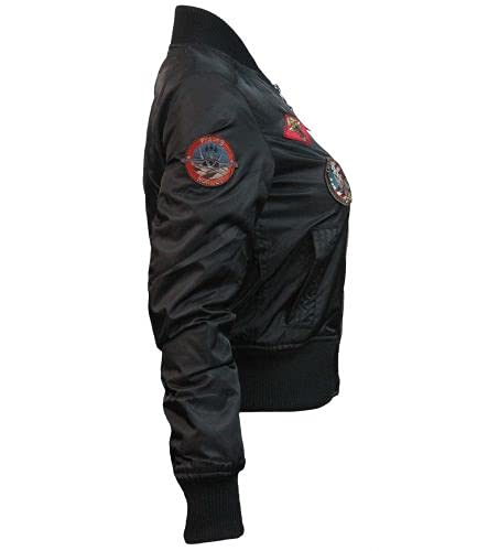 Top Gun Official MA-1 Bomber Jacket with Patches - Premium Aviator Flight Jacket for Men - Perfect for Halloween Costume, Movie Cosplay & Military Style Outfits