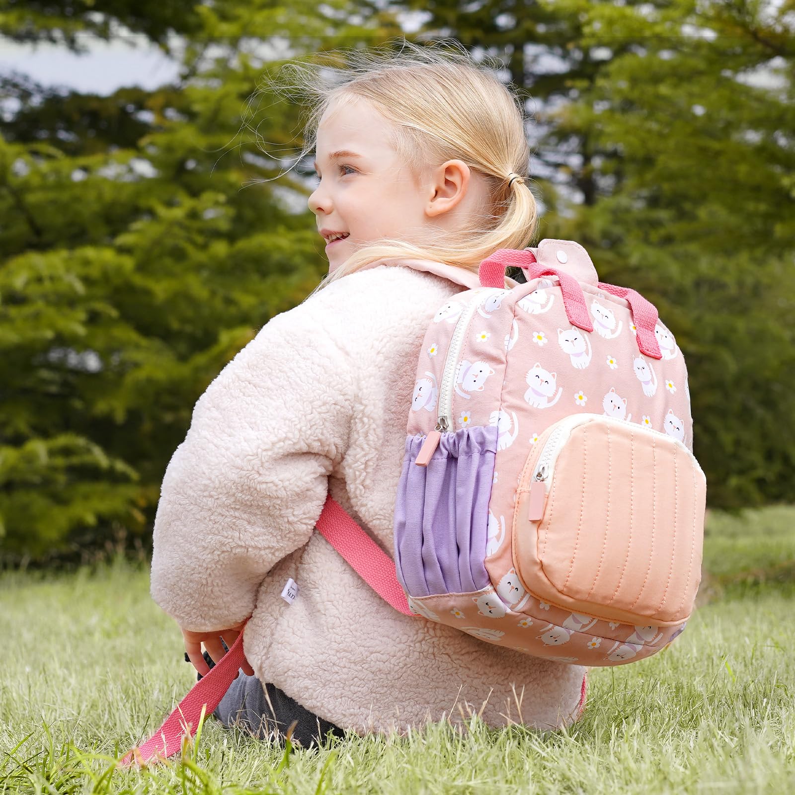 GAGAKU Cute Pink Cat Toddler Backpack for Girls 2-6 Years - Breathable Mini Preschool Backpack for School, Travel & Daycare - Lightweight Kids Backpack with Adjustable Straps | Perfect for Kindergarten, Playdates & Family Outings