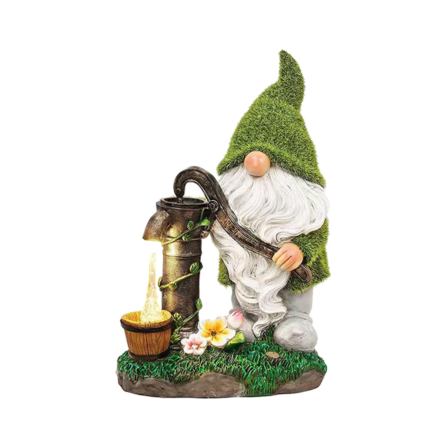 Solar-Powered Large Flocked Garden Gnomes Decorations for Yard - Cute Outdoor Lawn Ornaments with LED Lights, Perfect Garden Gifts for Mom, Front Porch, Patio & Backyard Decor - Ideal for Holiday, Birthday & Home Landscaping