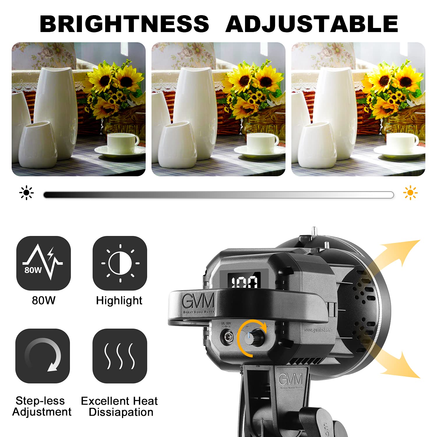 GVM 80W LED Video Light with Bowens Mount - 5600K CRI97+ Dimmable Studio Lighting Kit with Softbox & Stand | Professional Photography, YouTube Filming, Product Shooting, Live Streaming Lighting Solution