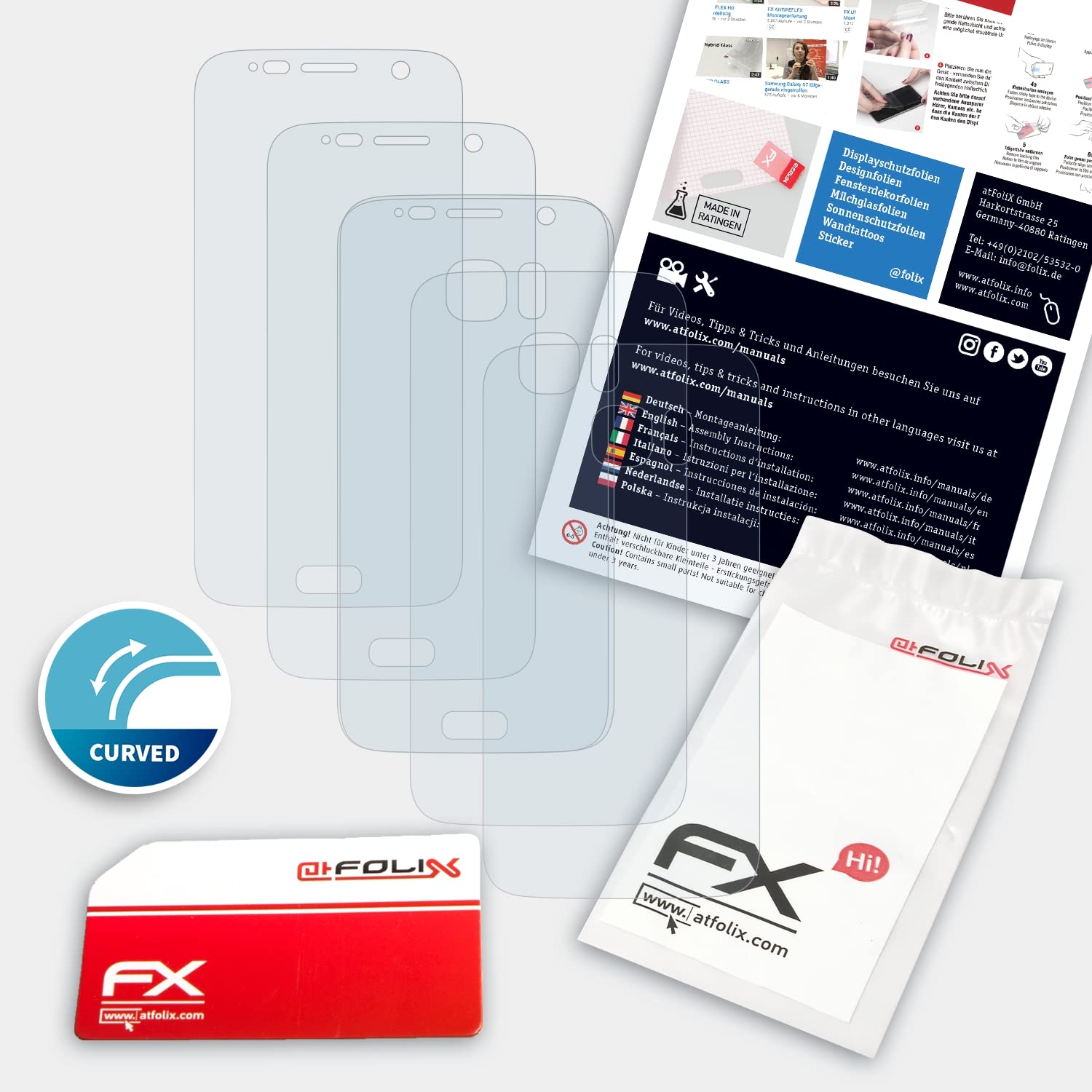 Ultra Clear Flexible Screen Protector for Samsung Galaxy S7 - 3 Pack HD Anti-Scratch Film - Perfect for Work, Travel & Everyday Protection