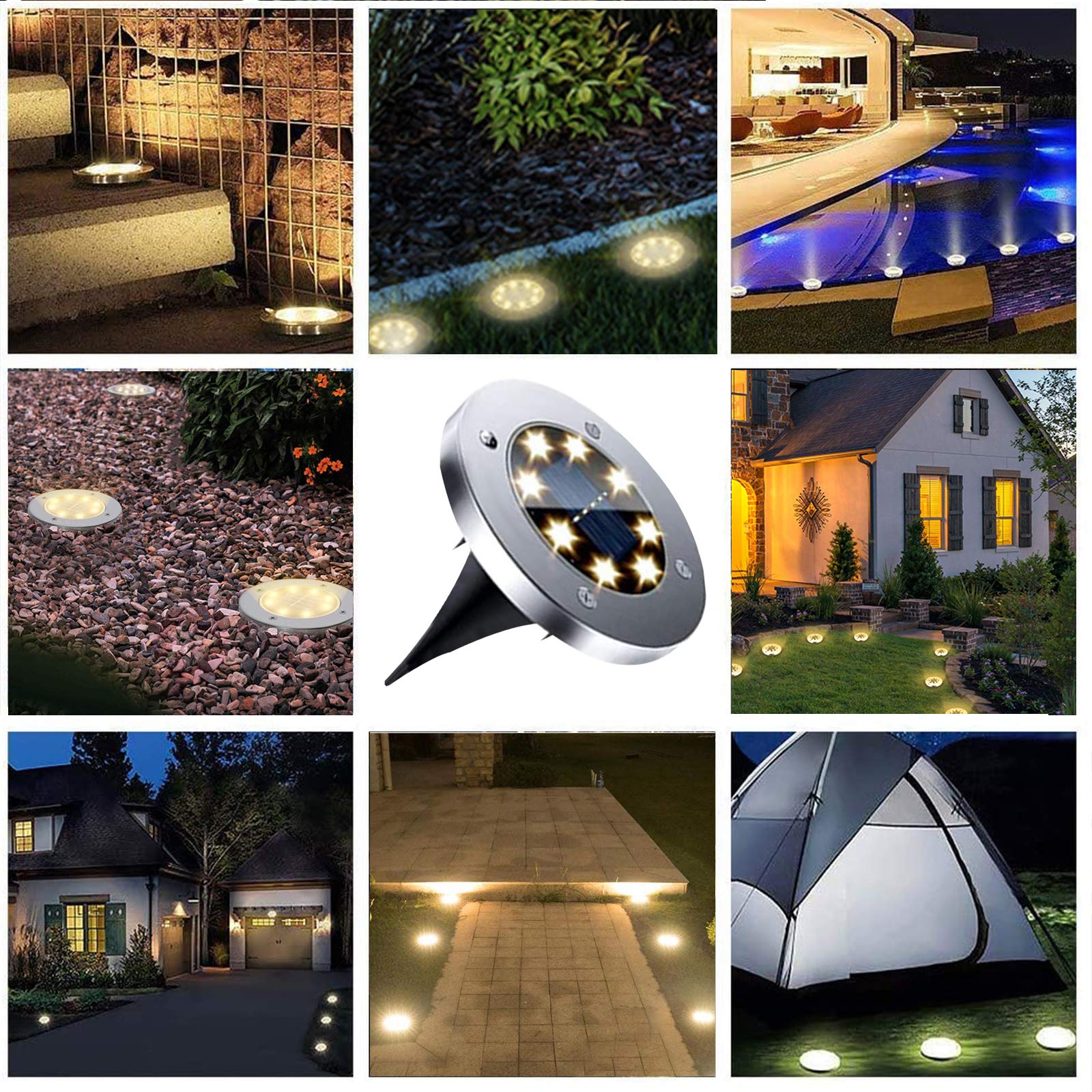 **Upgraded Solar Ground Lights - Waterproof Outdoor Garden Lights, 12 Pack Warm White LED Landscape Lighting for Pathway, Yard, Deck, Lawn, Patio & Walkway | Perfect for Garden Decor & Nighttime Safety**