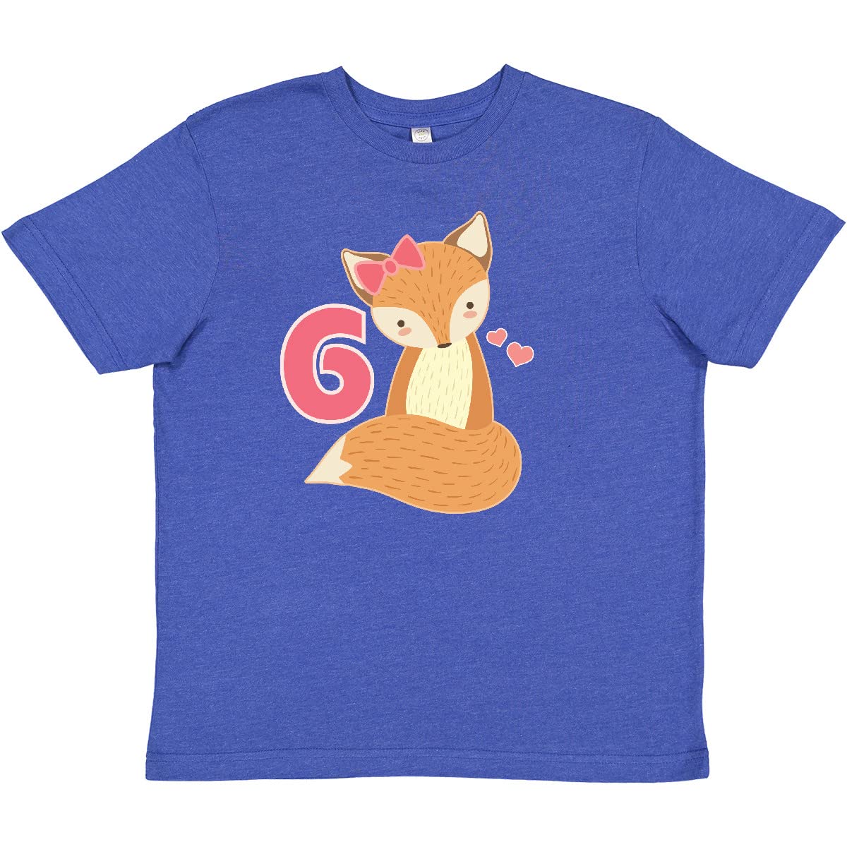Inktastic 6th Birthday Fox Youth T-Shirt - Cute 6 Year Old Kids Animal Graphic Tee for Birthday Parties & Casual Wear