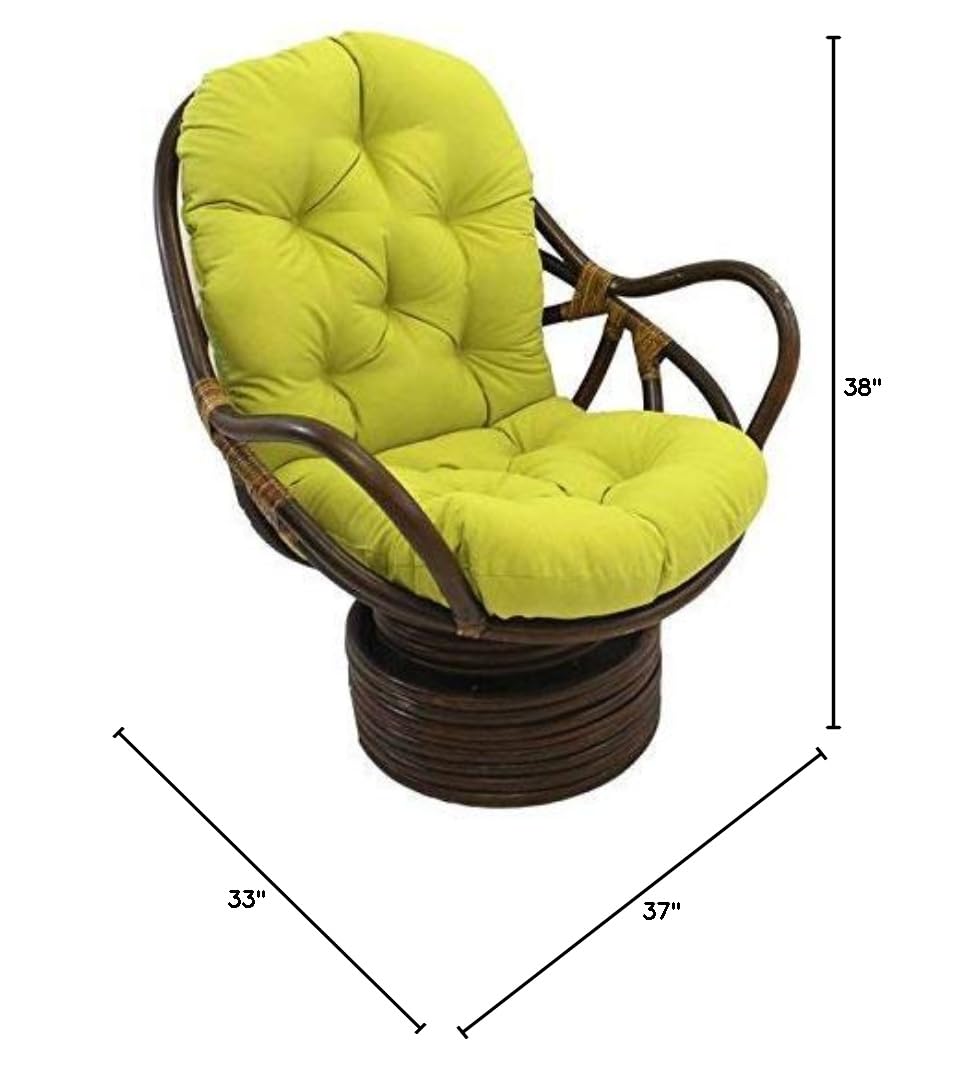 International Caravan Swivel Rocker Chair with Twill Cushion - Mojito Lime Green - Comfortable Living Room Furniture for Relaxing & Reading