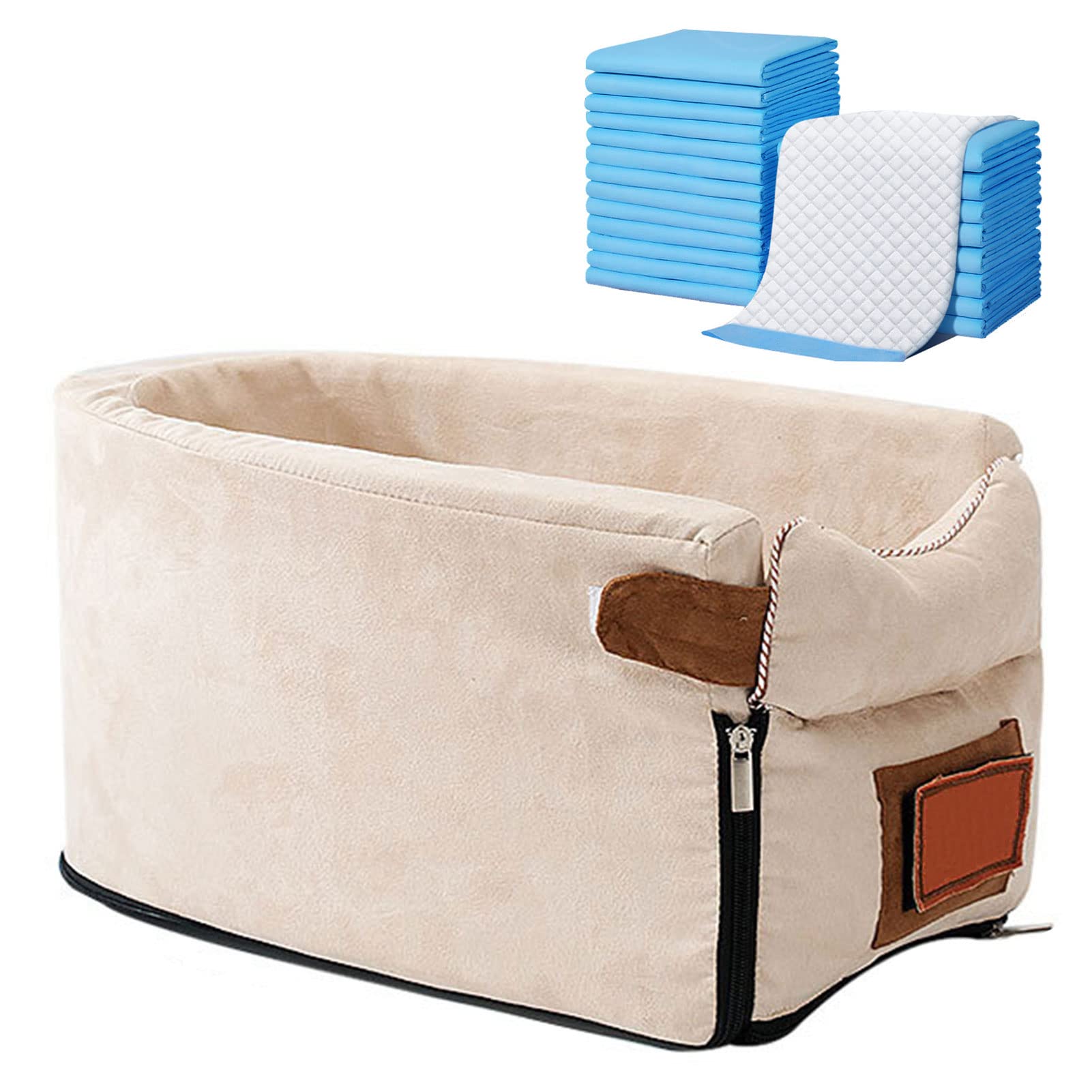 TDHLW Small Dog Car Seat - Pet Safety Booster Seat for Puppies & Cats, Breathable Travel Carrier with 100 Pee Pads (6kg Capacity) - Perfect for Road Trips & Vet Visits