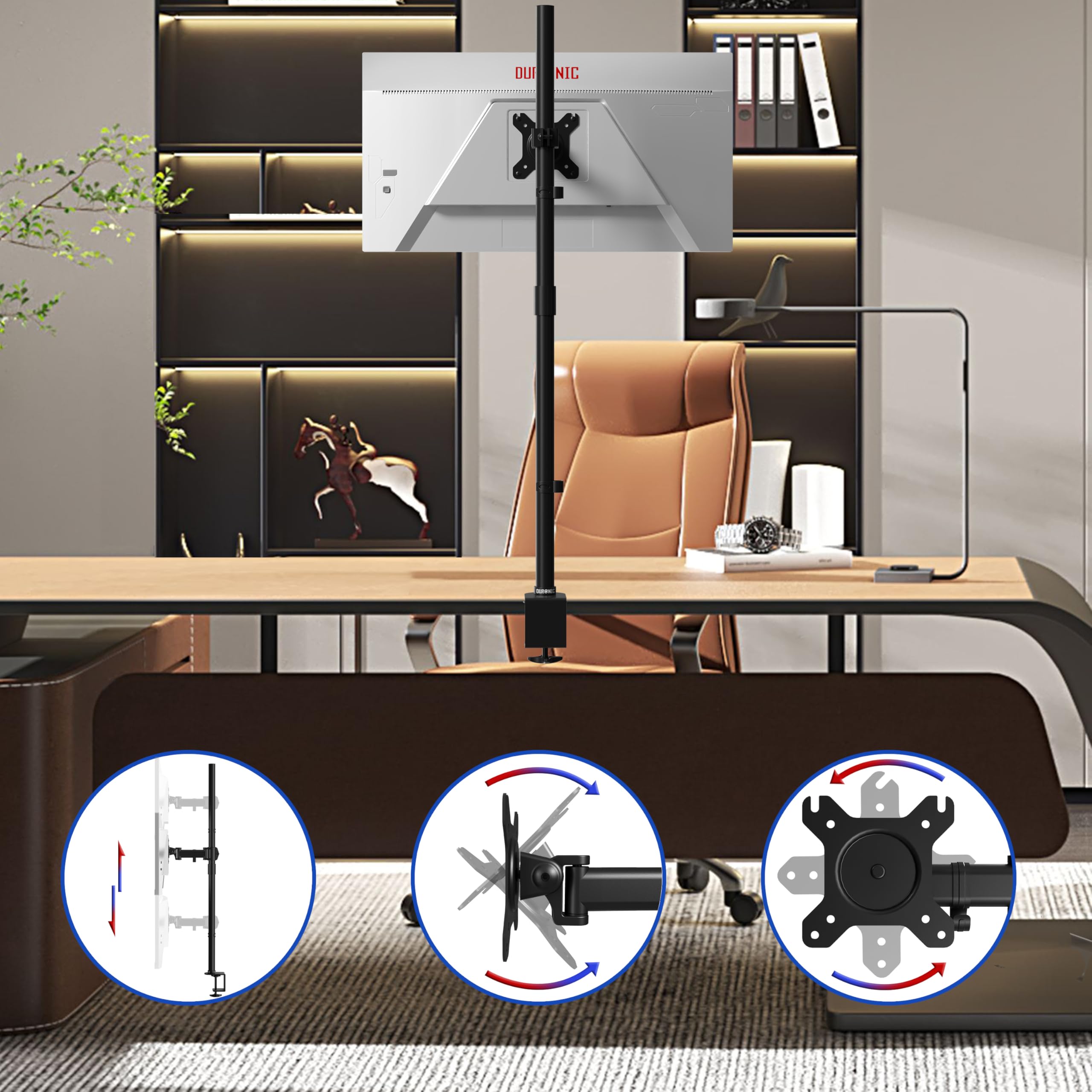 Duronic Single Monitor Stand DMT151X2 - Adjustable Monitor Arm Desk Mount for 13-32