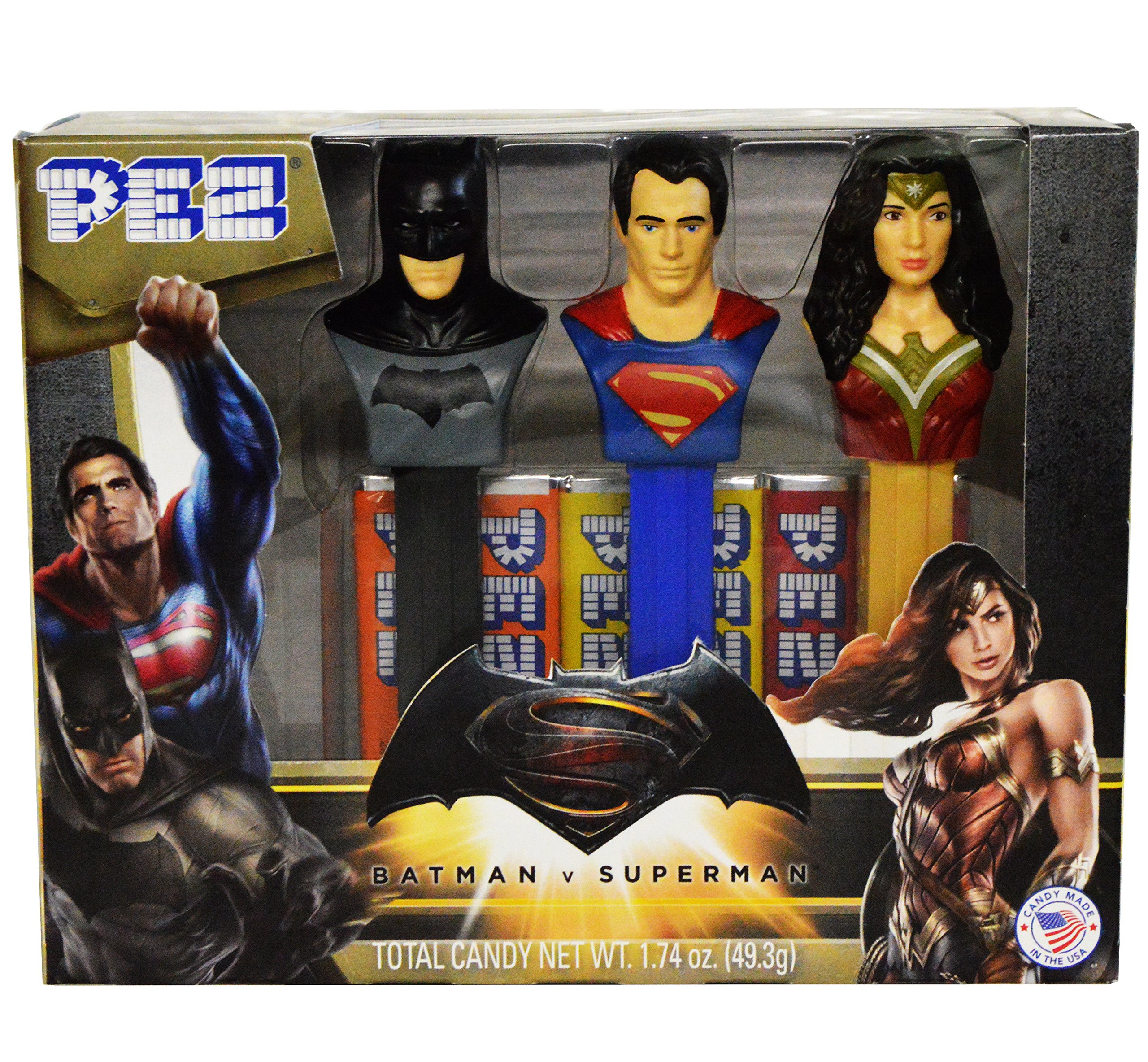 Batman vs Superman: Dawn of Justice PEZ Candy Dispenser Set - Fun Collectible Gift for DC Comics Fans, Movie Lovers & Candy Enthusiasts - Perfect for Halloween, Birthday Parties & Office Treats