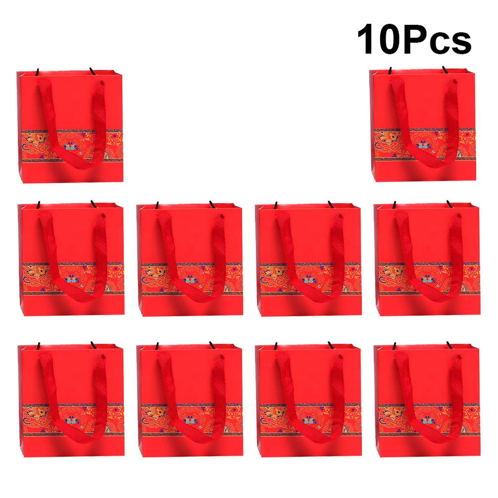 NUOBESTY 10pcs Chinese Zodiac Wrapping Paper Bags - Eco-Friendly Gift Packaging, Tote Bags for Lunar New Year, Birthday & Party Favors | Chinese Style Decorative Paper Bags for Gifts, Jewelry & Small Items