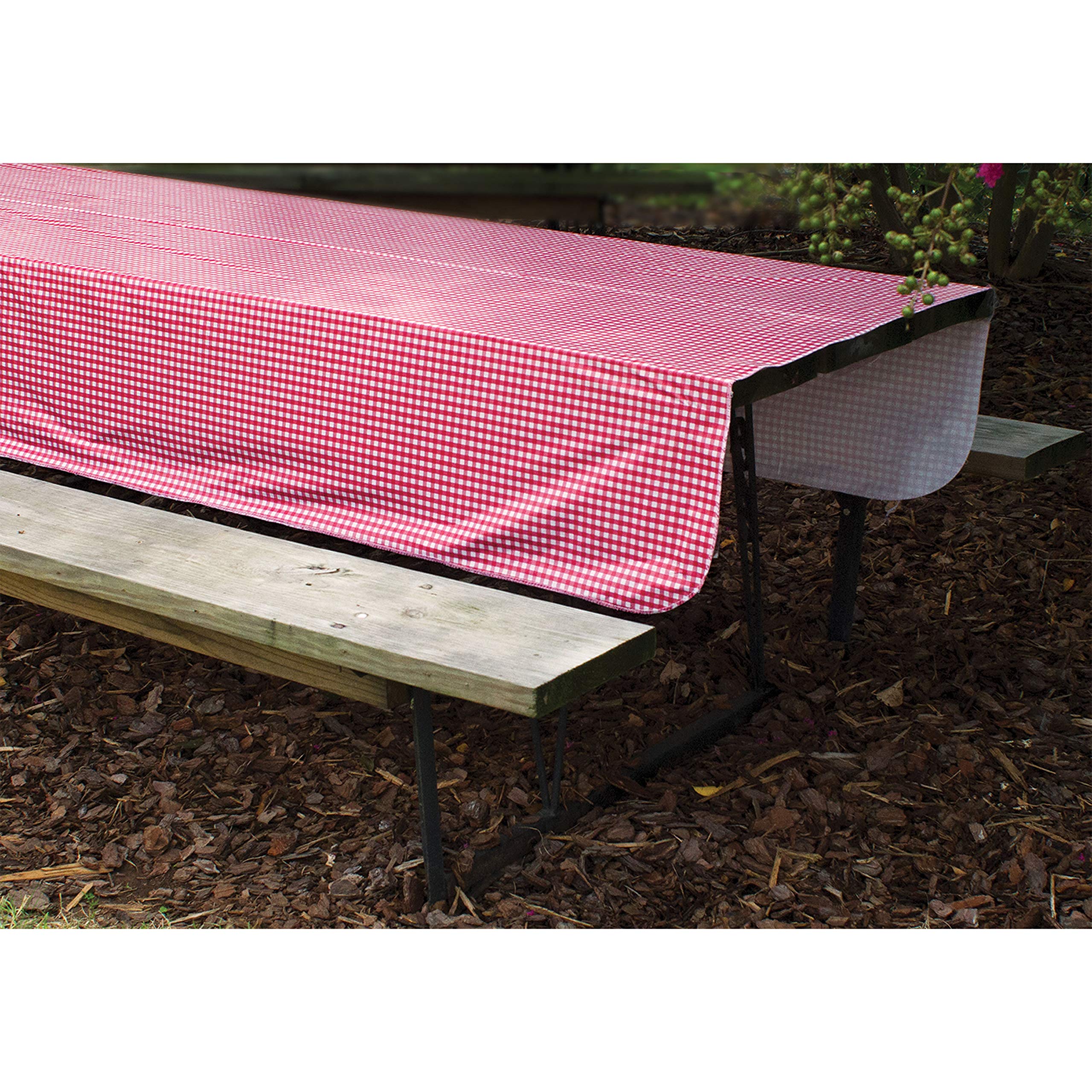 Camco 51019 Red & White 52x84 Inch Rectangular Tablecloth - Waterproof & Wrinkle-Resistant for Outdoor Picnics, BBQs, and Party Decorations