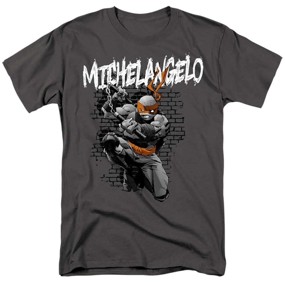 Popfunk Classic TMNT Teenage Mutant Ninja Turtles Unisex Adult T-Shirt - Michelangelo Graphic Tee for Men & Women | Casual Wear, Cosplay & Fan Merchandise