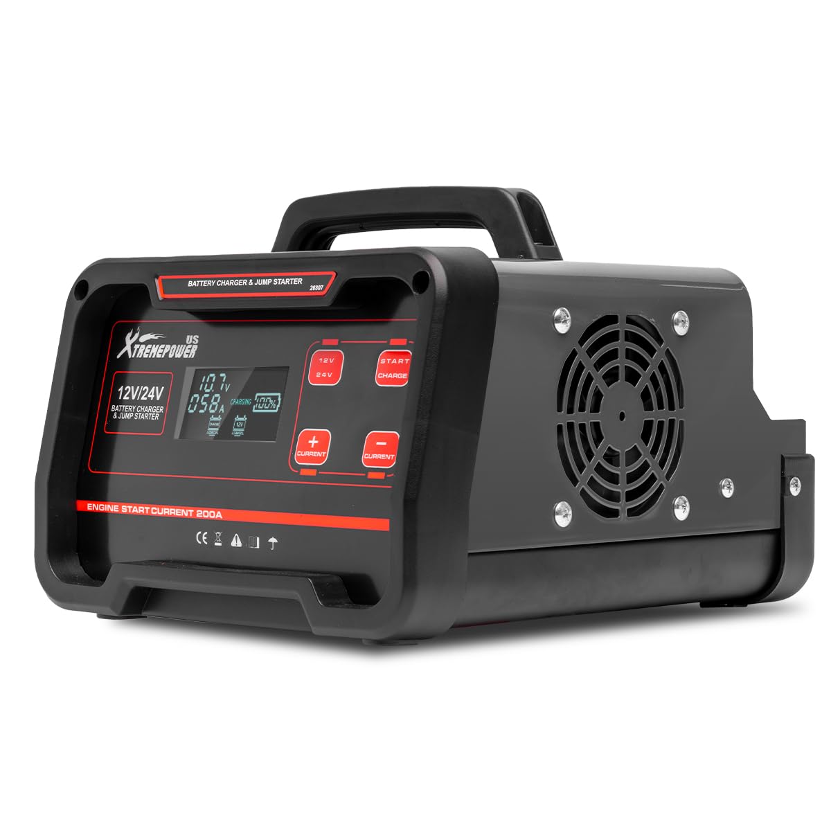 XtremepowerUS 75A 12V/24V Smart Battery Charger for Cars & Motorcycles - 7-Stage Charging with Booster Mode & Trickle Charge - Ideal for Vehicle Maintenance, Winter Storage & Emergency Jump Starts