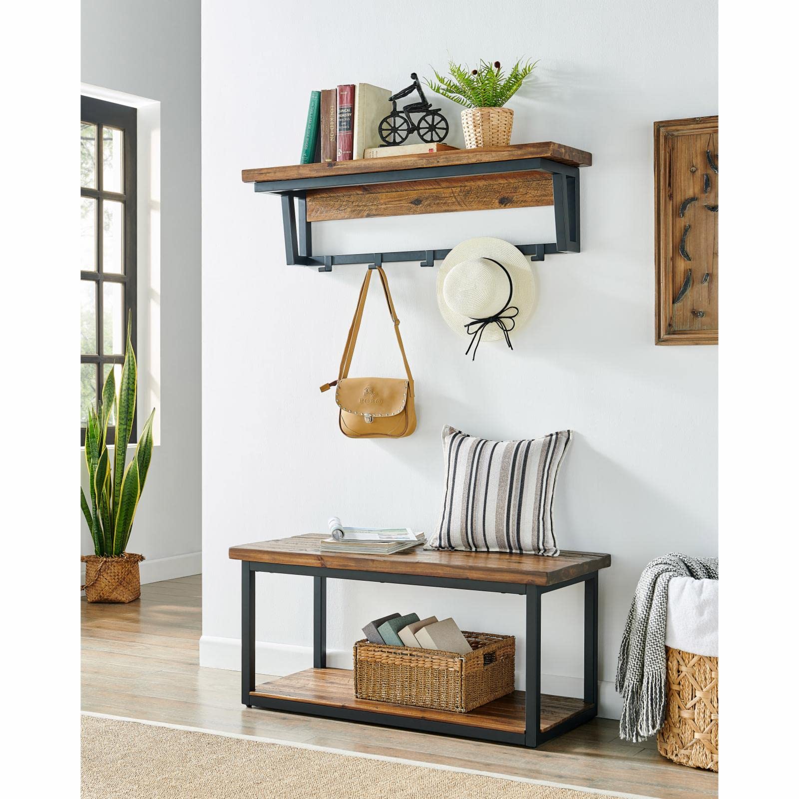 YQBUER Solid Wood Wall Mounted Coat Rack - 70 x 16 x 25cm Entryway Organizer for Hats, Bags & Jackets - Space Saving Hallway Hanger for Bedroom, Living Room & Porch Storage (Multiple Colors Available) - Perfect for Small Apartments & Home Entry Organization