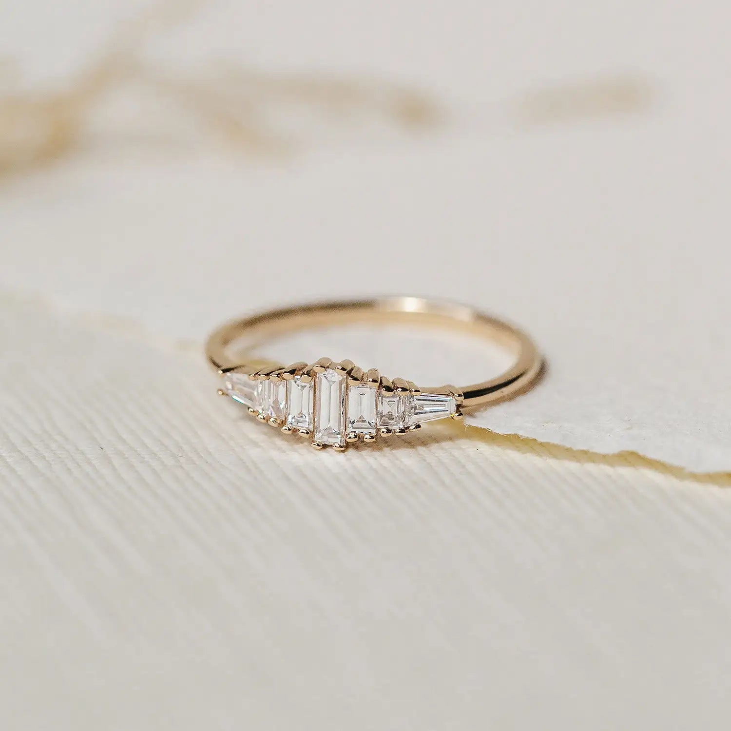 14K Rose Gold Daybreak Band with White Diamonds - Elegant Stackable Ring for Women, Perfect for Weddings, Anniversaries & Everyday Luxury Jewelry