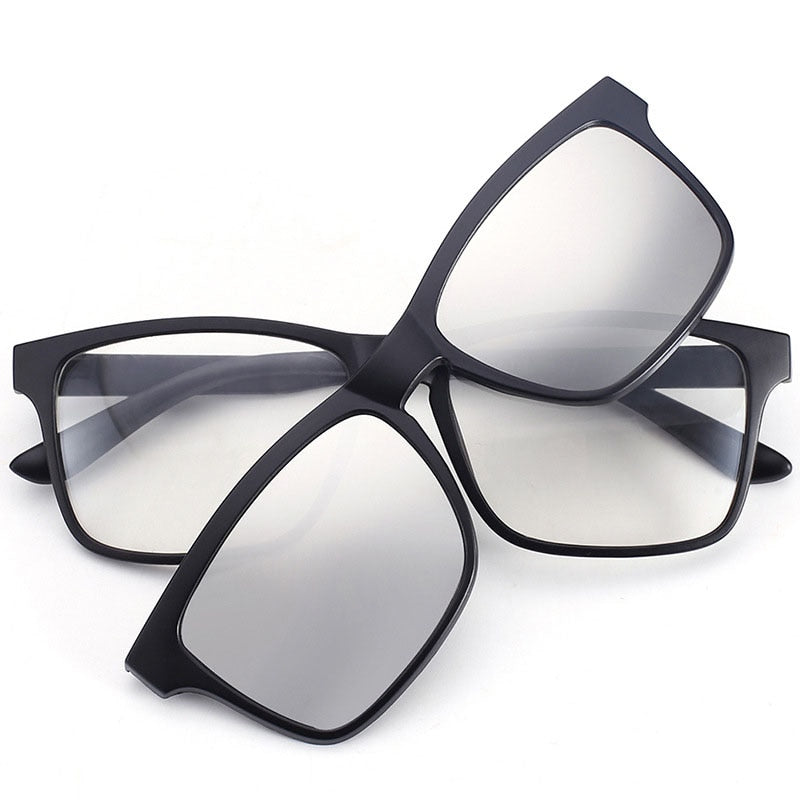 Bclear TR90 Men's Eyeglasses with 5 Clip-On Polarized Lenses - Lightweight & Durable Frame for Driving, Fishing & Outdoor Activities