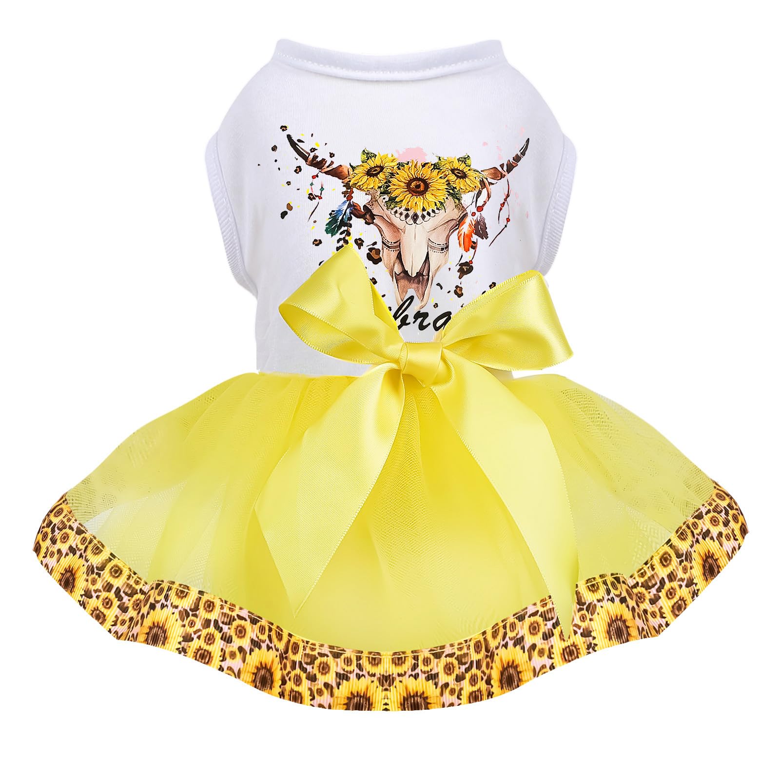 Sunflower Lace Dog Dress for Small Dogs - Cute Summer Outfit for Chihuahua & Yorkie | Perfect for Outdoor Photos