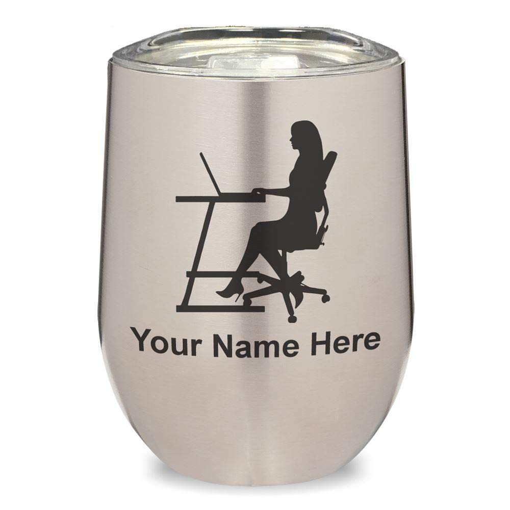 LaserGram Double Wall Insulated Stainless Steel Wine Glass Tumbler with Personalized Engraving - 16oz Leakproof Cup for Red/White Wine, Cocktails & Office Drinks - Perfect Gift for Secretary, Boss & Wine Lovers
