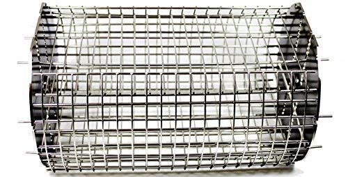 OneGrill Performer Series Kamado Grill Rotisserie Spit Rod Basket - Stainless Steel Dual Tumble & Flat Basket for 5/16
