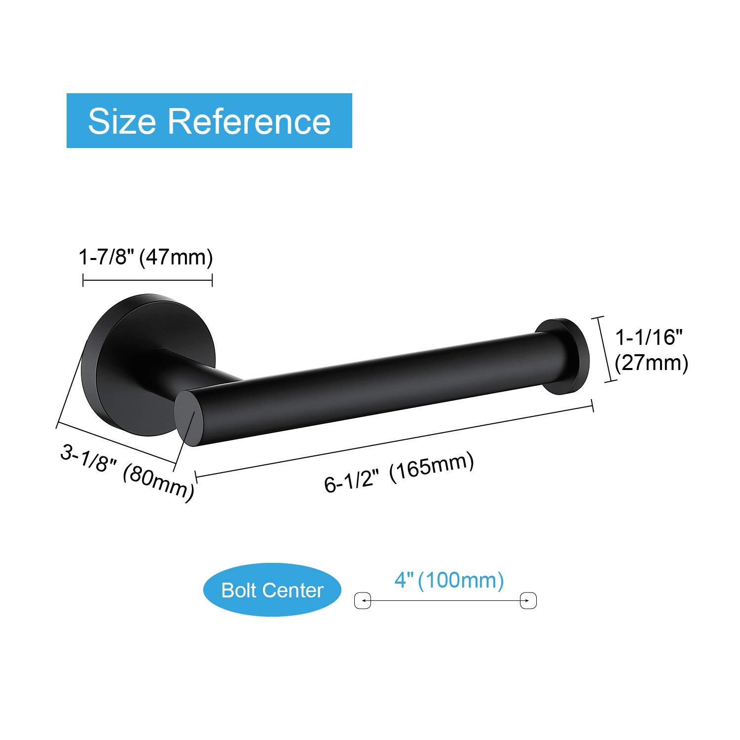 TASTOS Matte Black Toilet Paper Holder - SUS304 Stainless Steel Wall Mounted Bathroom Tissue Roll Dispenser - 5 Inch Modern Round TP Holder for Kitchen, Washroom & Restroom - Durable & Stylish Bathroom Accessory for Home & Office Use