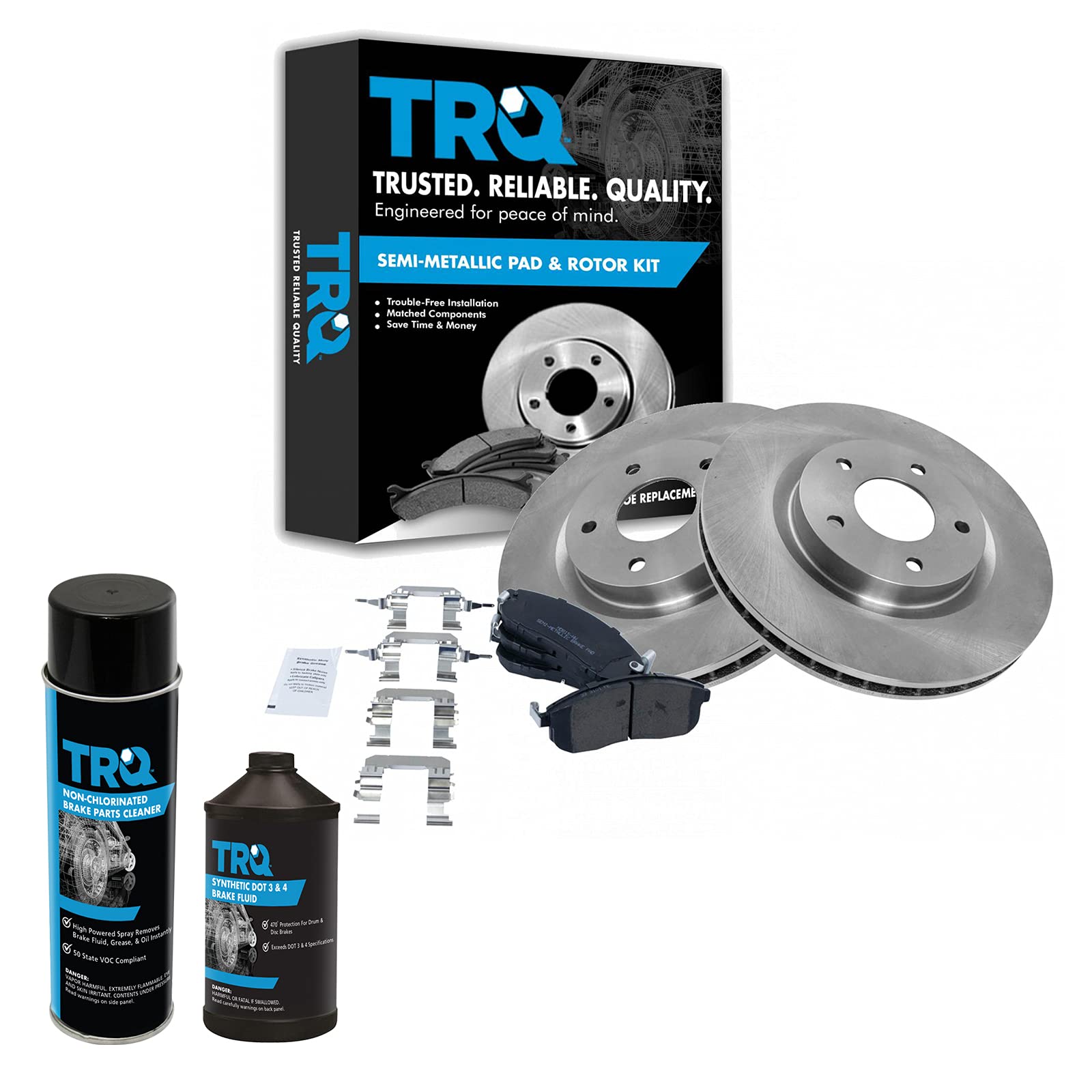 TRQ Front Brake Pad and Rotor Kit - Semi-Metallic Brake Pads & Rotors Compatible with 2007-2012 Nissan Sentra - Perfect for Daily Commuting and City Driving
