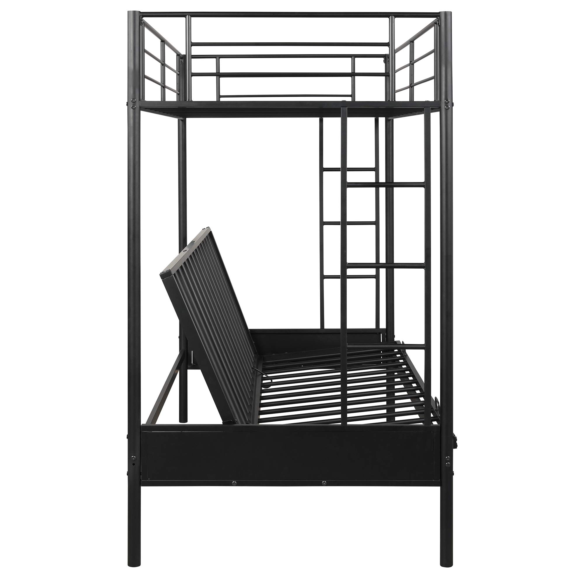 Convertible Metal Bunk Bed - Twin Over Full with Ladders & Guardrail for Kids' Bedroom