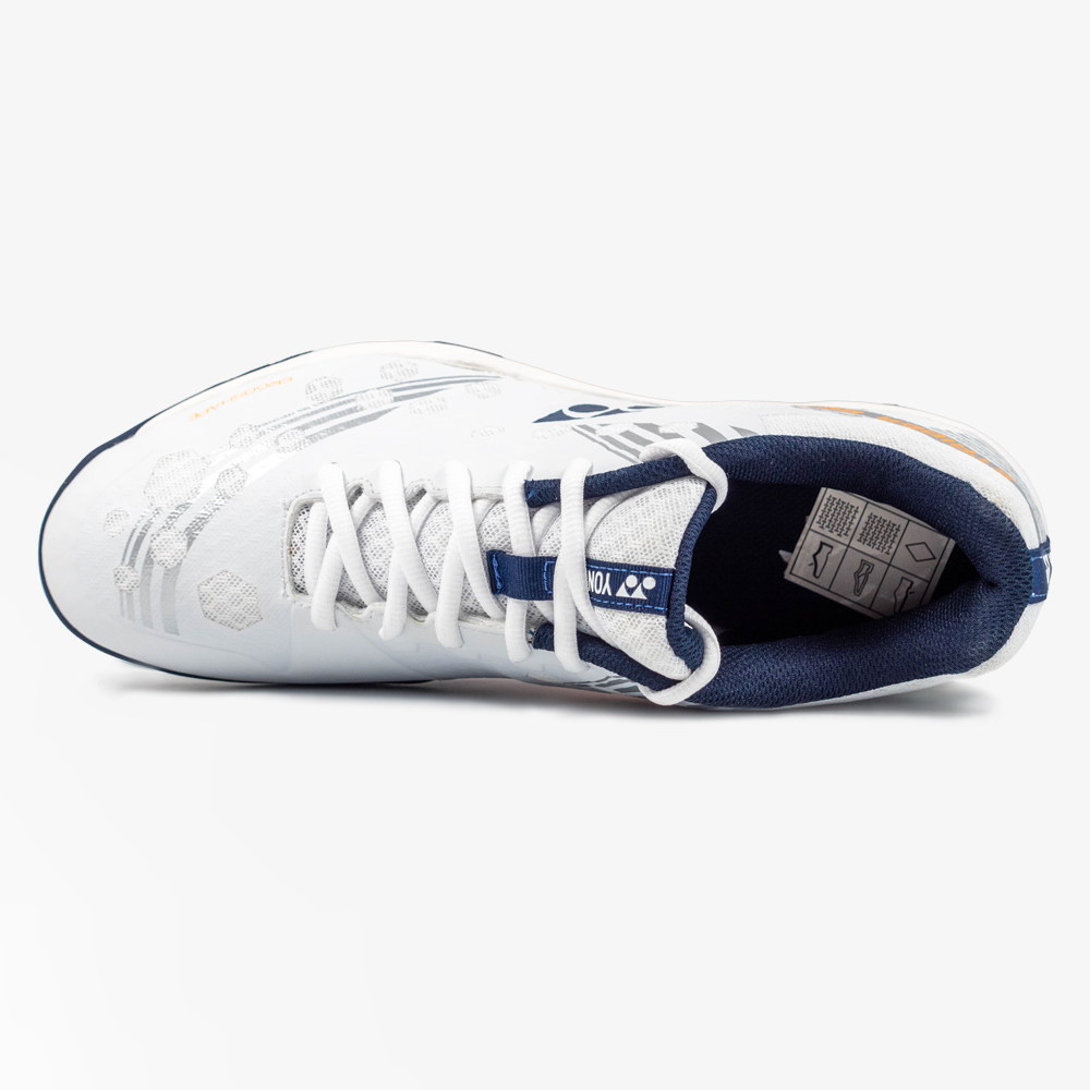 Yonex Cascade Accel Badminton Shoes - White/Navy - Lightweight & Breathable for Indoor Sports & Training