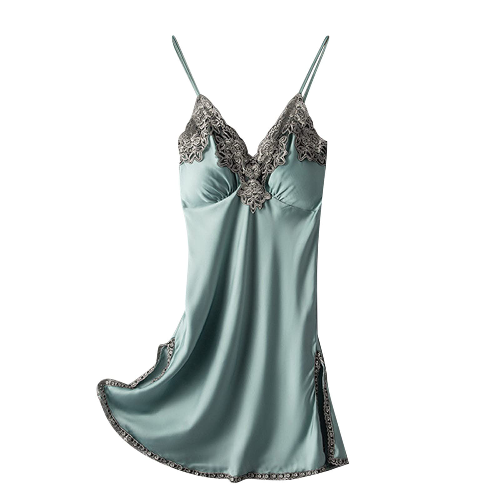 Sexy Satin Nightgown for Women - Comfortable Midi Lingerie Sleepwear with Skirt Trim - Perfect for Romantic Evenings & Bedtime Relaxation