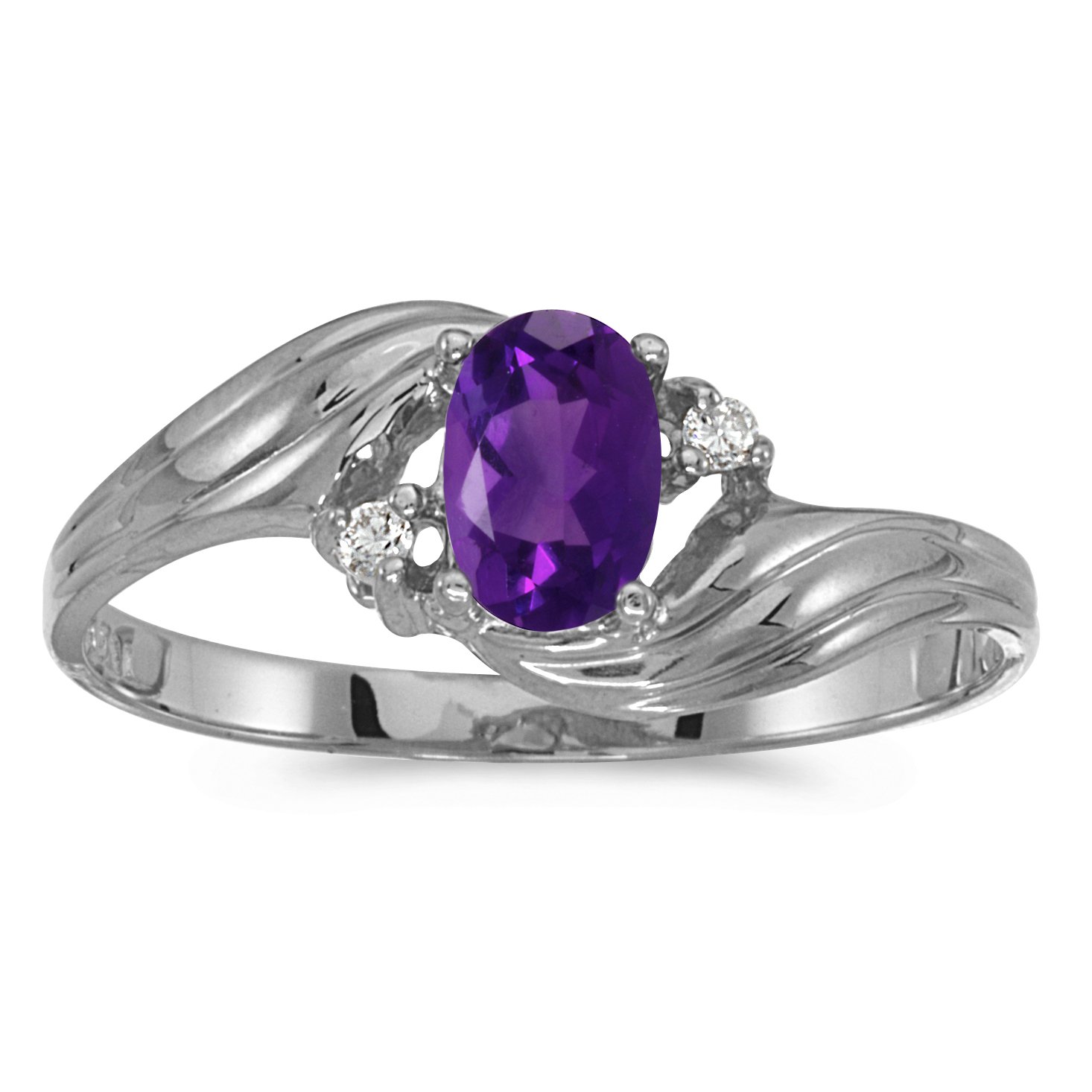 Elegant Sterling Silver Oval Amethyst and Diamond Ring for Women | Perfect for Engagement, Anniversary & Special Occasions