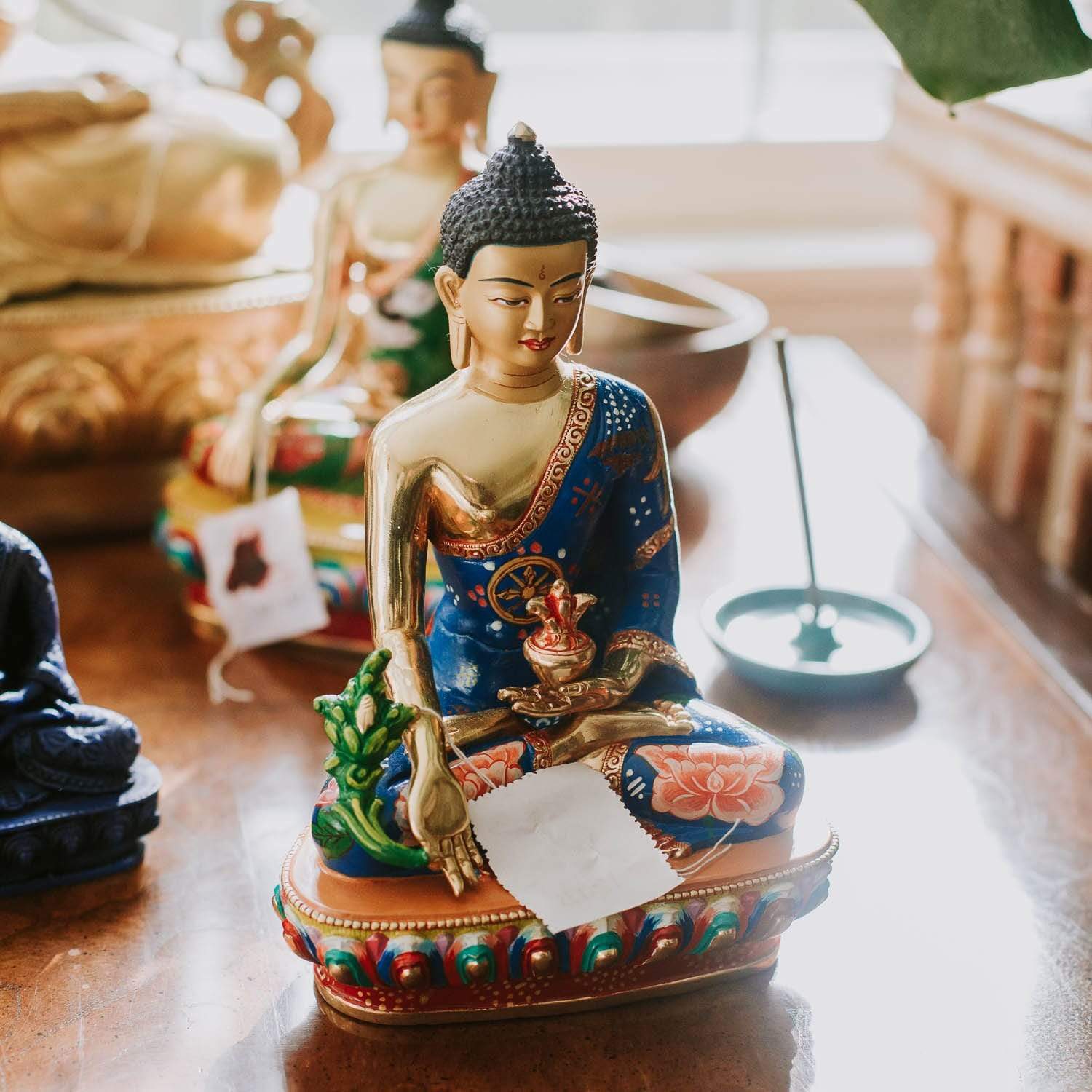 Blue Dragon Medicine Buddha Statue - Handcrafted Buddhist Statue for Home Altar, Meditation & Spiritual Healing | Perfect for Yoga Studios, Feng Shui & Gift Giving