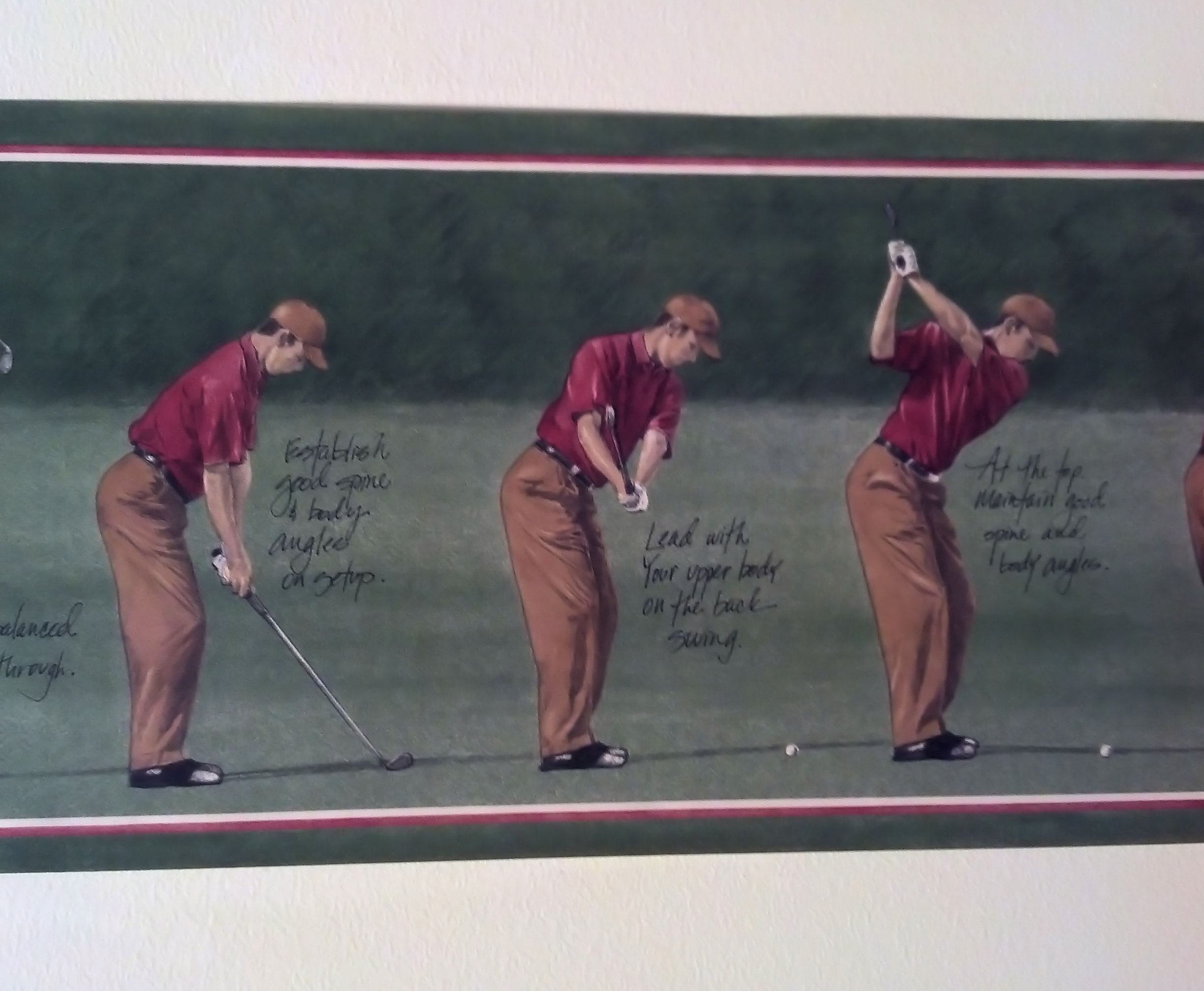 Golf Swing Progression Wallpaper Border - Green Golfer Design for Home & Office Decor | Perfect for Golf Enthusiasts & Sports Themed Rooms