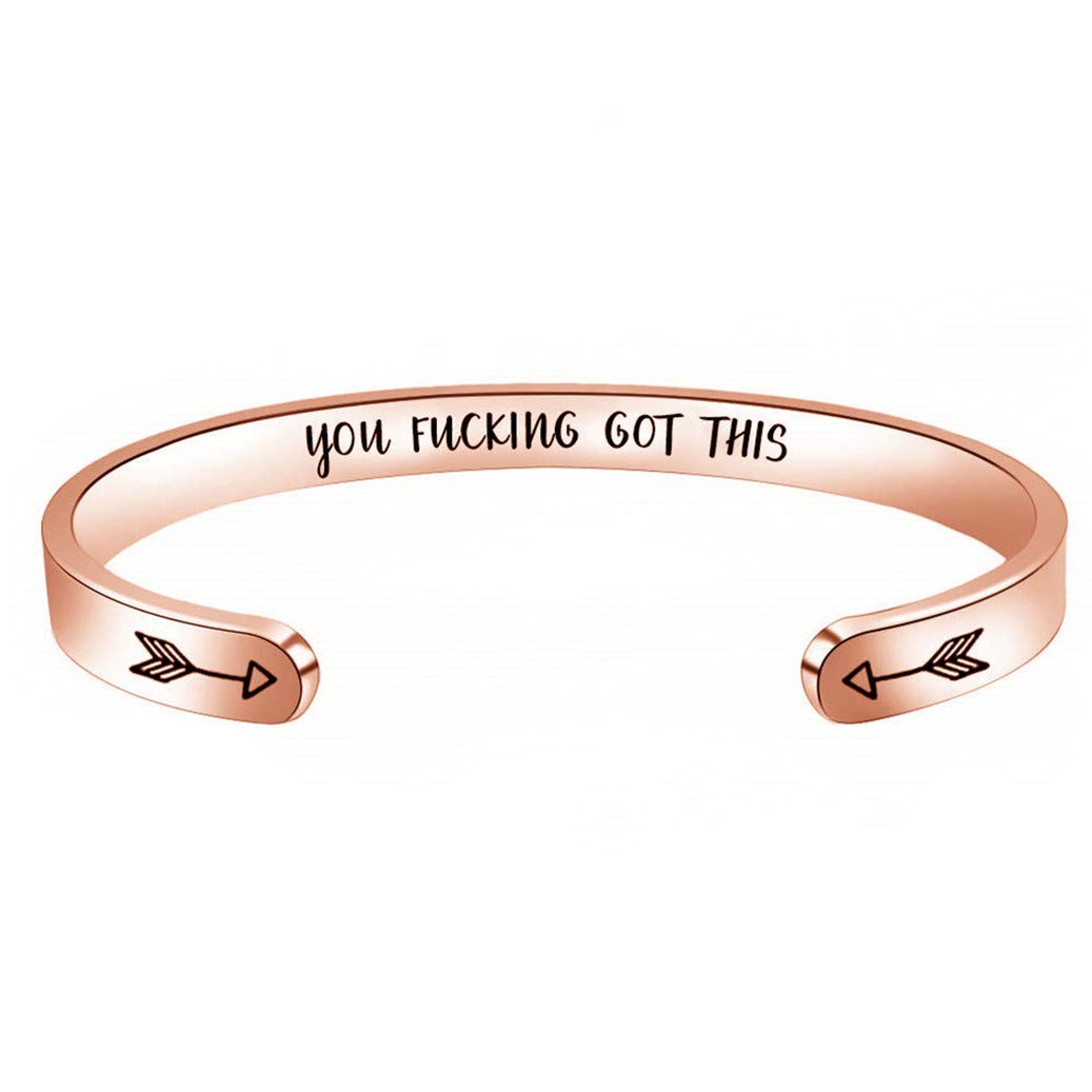 GOMYIE Women's Inspirational Mantra Bangle Bracelet - Personalized Cuff Bangle for Daily Reminder, Birthday Gift for Her | Perfect for Yoga, Meditation & Everyday Wear