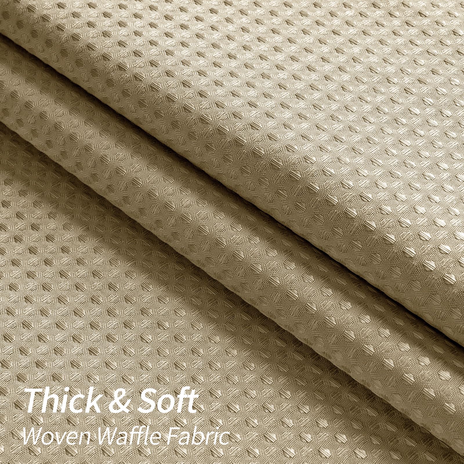 MitoVilla 36 x 72 Inch Waffle Weave Shower Curtain - Half Size Narrow Fabric Bathroom Curtain with Hooks in Taupe/Tan | Perfect for Small Bathrooms, Apartments & RV Showers | Water-Resistant & Stylish Home Decor