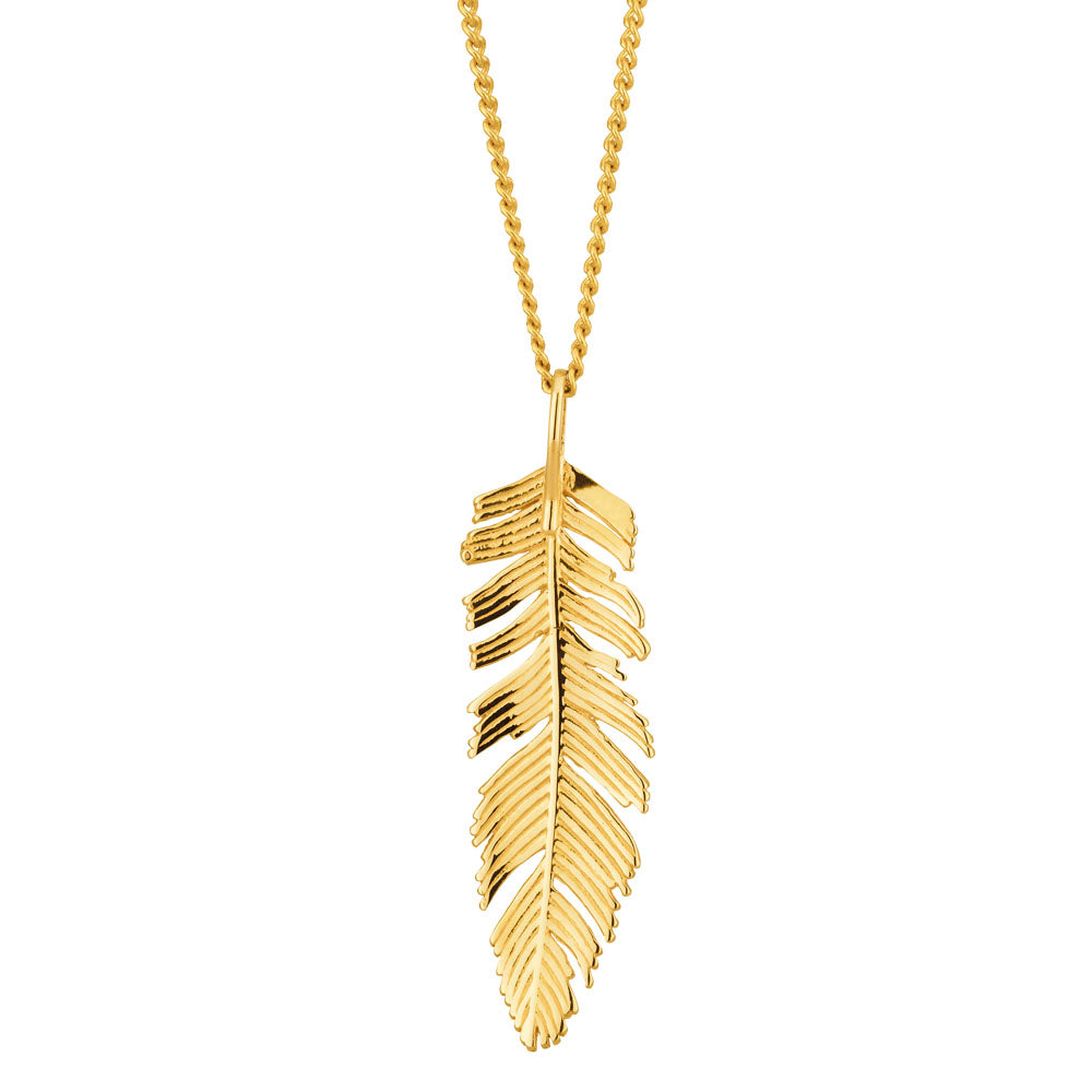 9ct Gold Feather Pendant Necklace - Elegant Jewelry Gift for Women - Perfect for Birthday, Anniversary & Special Occasions