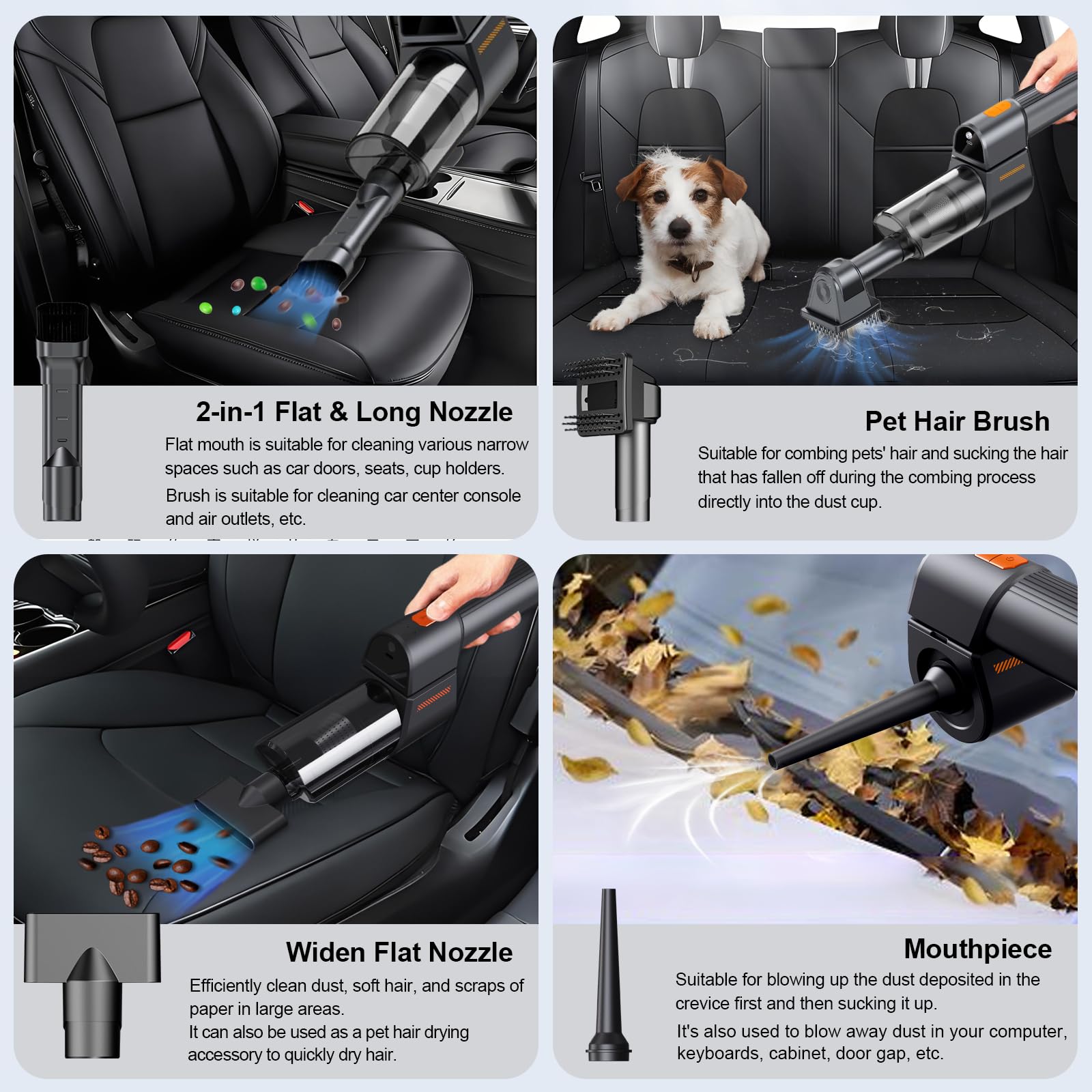 Tesla Car Vacuum Cleaner Cordless - 18000PA High Power Handheld Vacuum for Model Y/3/S/X Accessories | 8-in-1 Portable Vac with LED Light, 3 Speeds & 180° Foldable Design | Fast 2H Charge | Perfect for Car Interior Cleaning, Pet Hair Removal & Home Use