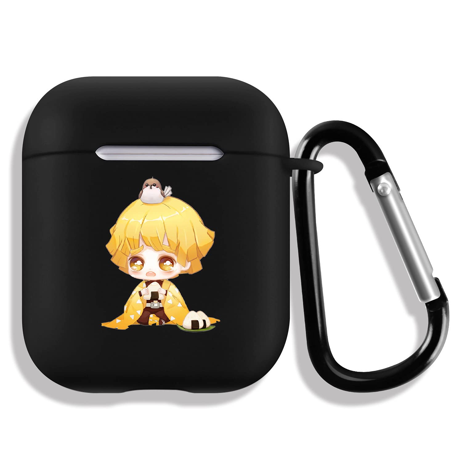 Anime AirPods 1/2 Case - Soft Silicone Shockproof Cover with Keychain for Boys Girls Teens | Full Body Protection Compatible with AirPods 1 & 2 | Cute Black Anime Design for School, Travel & Daily Use